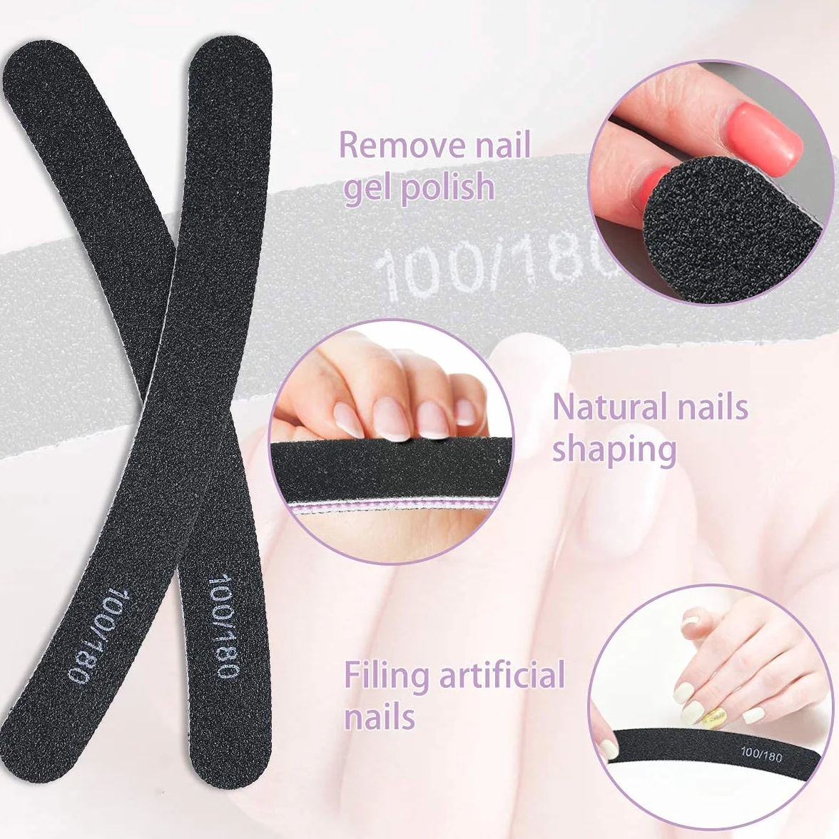 Profesjonalny pilnik do paznokci 15 szt. dwustronny ziarna 100/180 do manicure