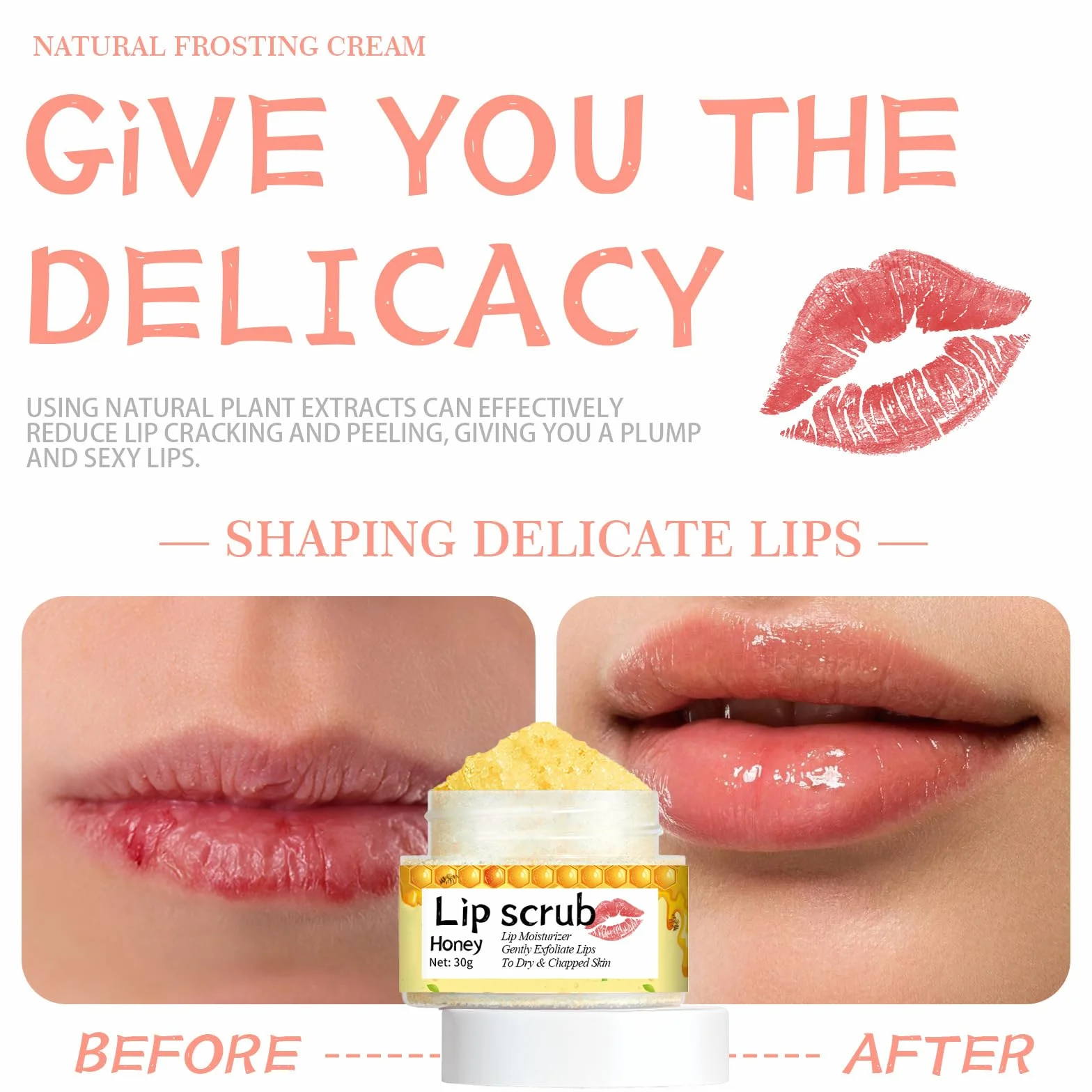 Peeling do ust z miodem, 2 sztuki, pielęgnujący, usuwanie skórek