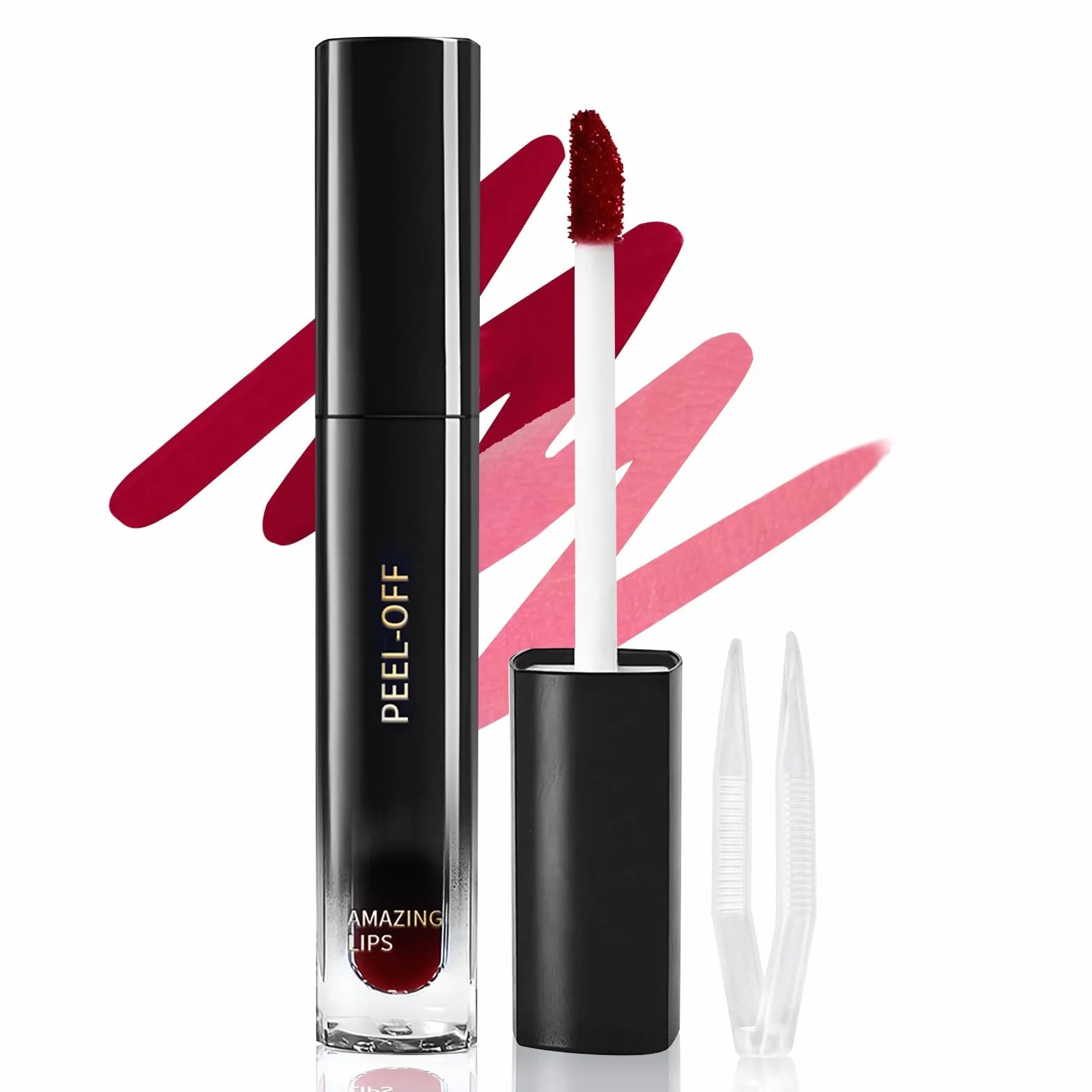 Prreal Peel off Lip Stain and Lip Liner, Tattoo Color Lip Tint, Long Wear, Waterproof Lip Tint Stain with Tweezers, Lip Stain Peel off with Matte Finish Lip Makeup (05 Rose)