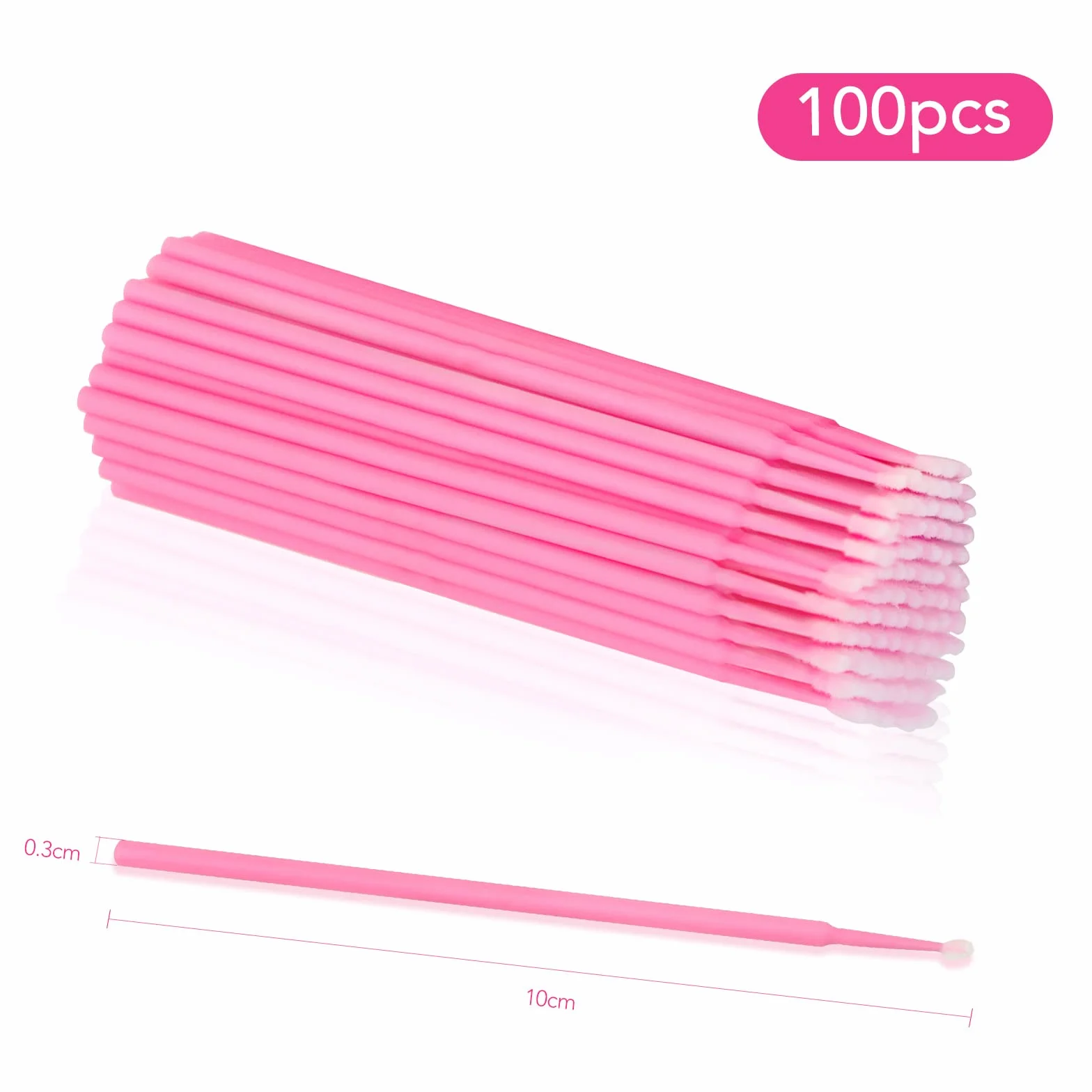Mikroszczoteczki do przedłużania rzęs 1,5 mm, jednorazowe, różowe, 100 sztuk