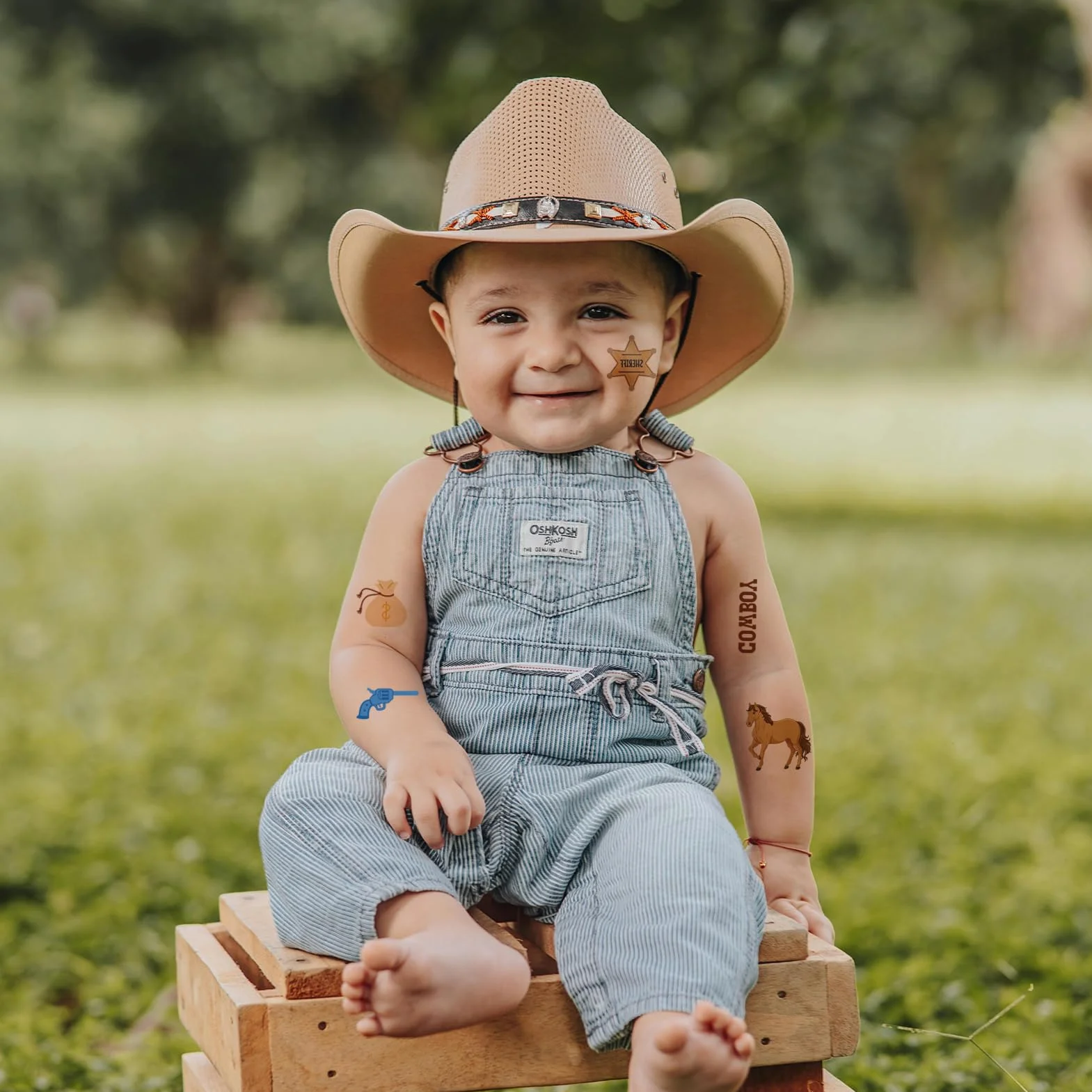 Qpout 10 arkuszy kowbojskie tymczasowe tatuaże zachodni koń czapki rodeo buty twarz sztuczne tatuaże, chłopcy kowboj rzemiosło westernowe przyjęcie tymczasowy tatuaż koń naklejka kowbojskie przyjęcie