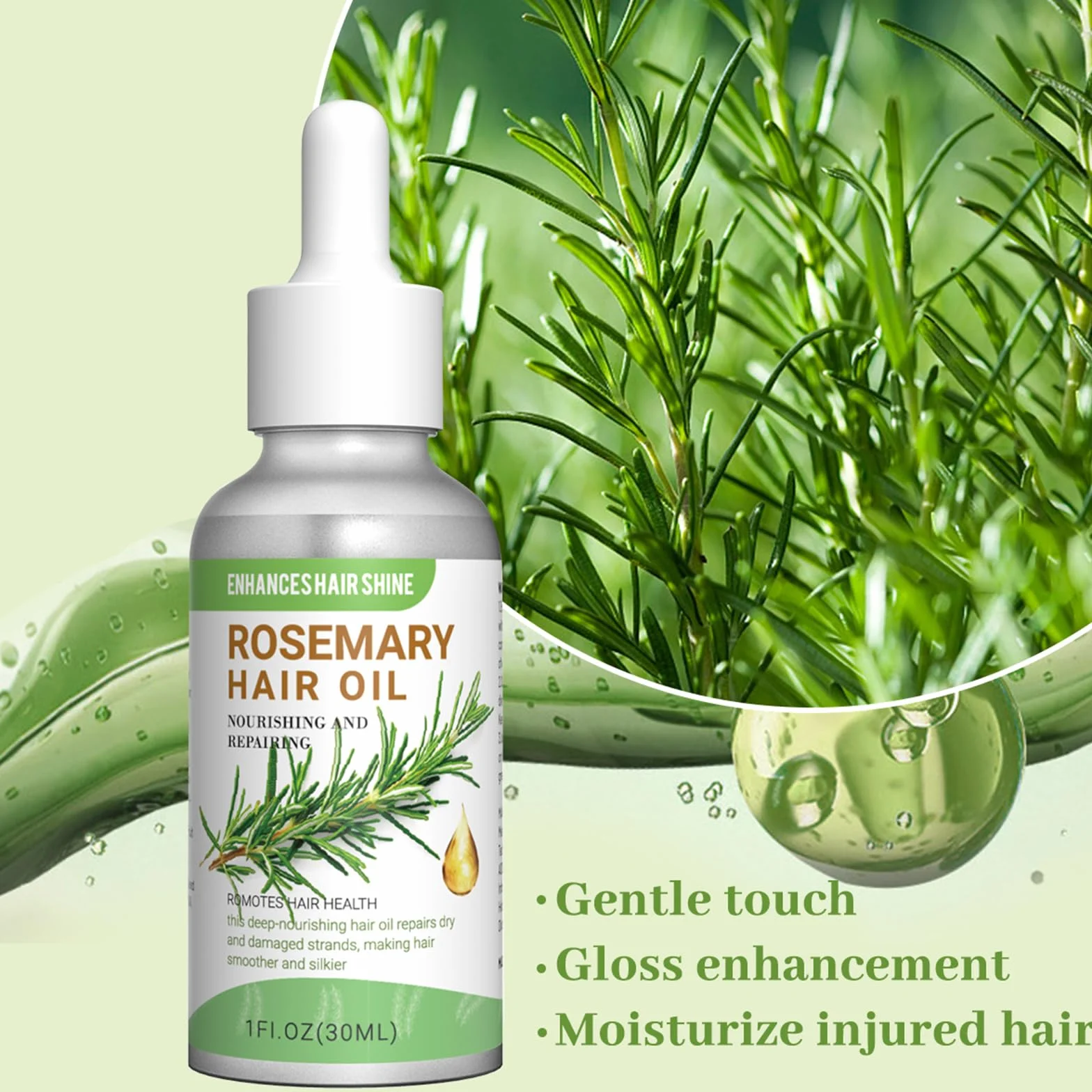 Olejek Rozmarynowy Do Włosów 30ml Naturalny Stymuluje wzrost włosów z Grzebieniem do Masażu