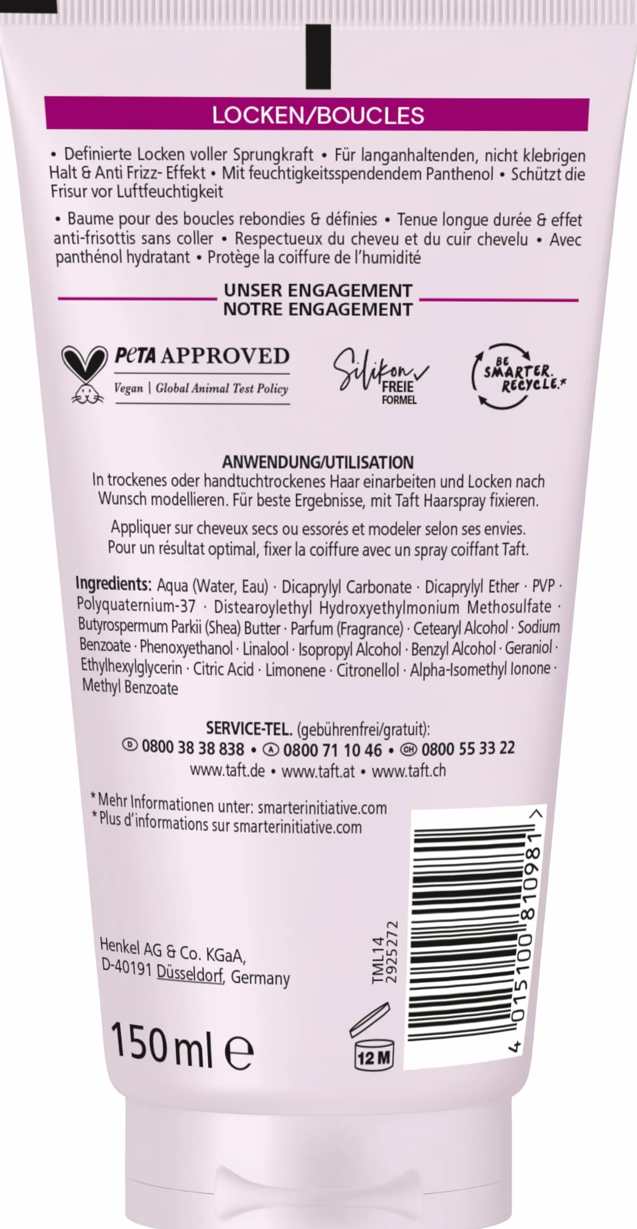Schwarzkopf Taft Balsam Do Stylizacji Loków 150 ml Do Włosów Kręconych Wegański