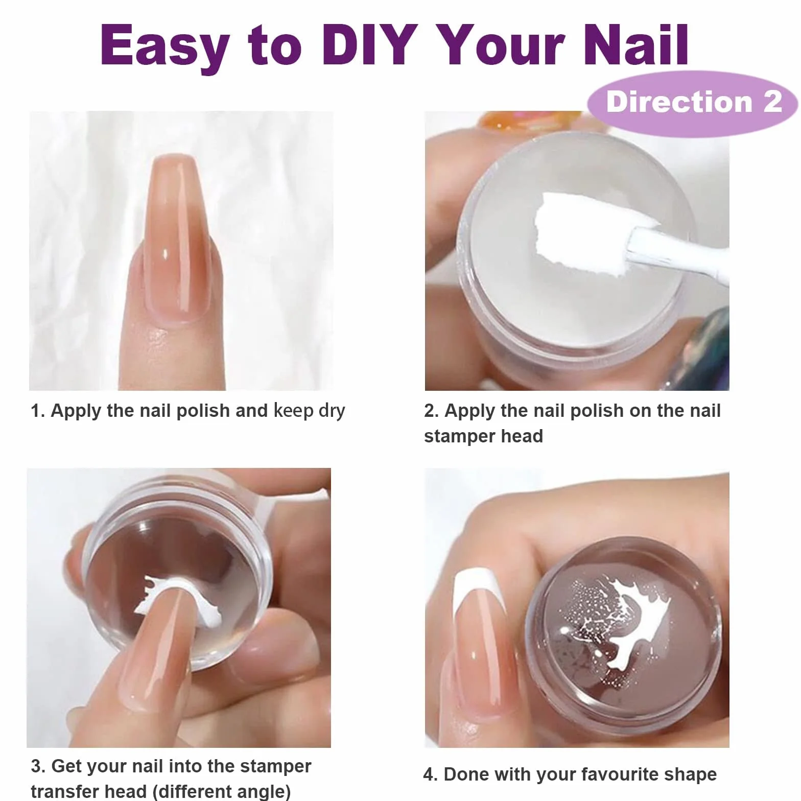 Zestaw stempli do zdobienia paznokci French Pointed Nail Stamp 3-częściowy