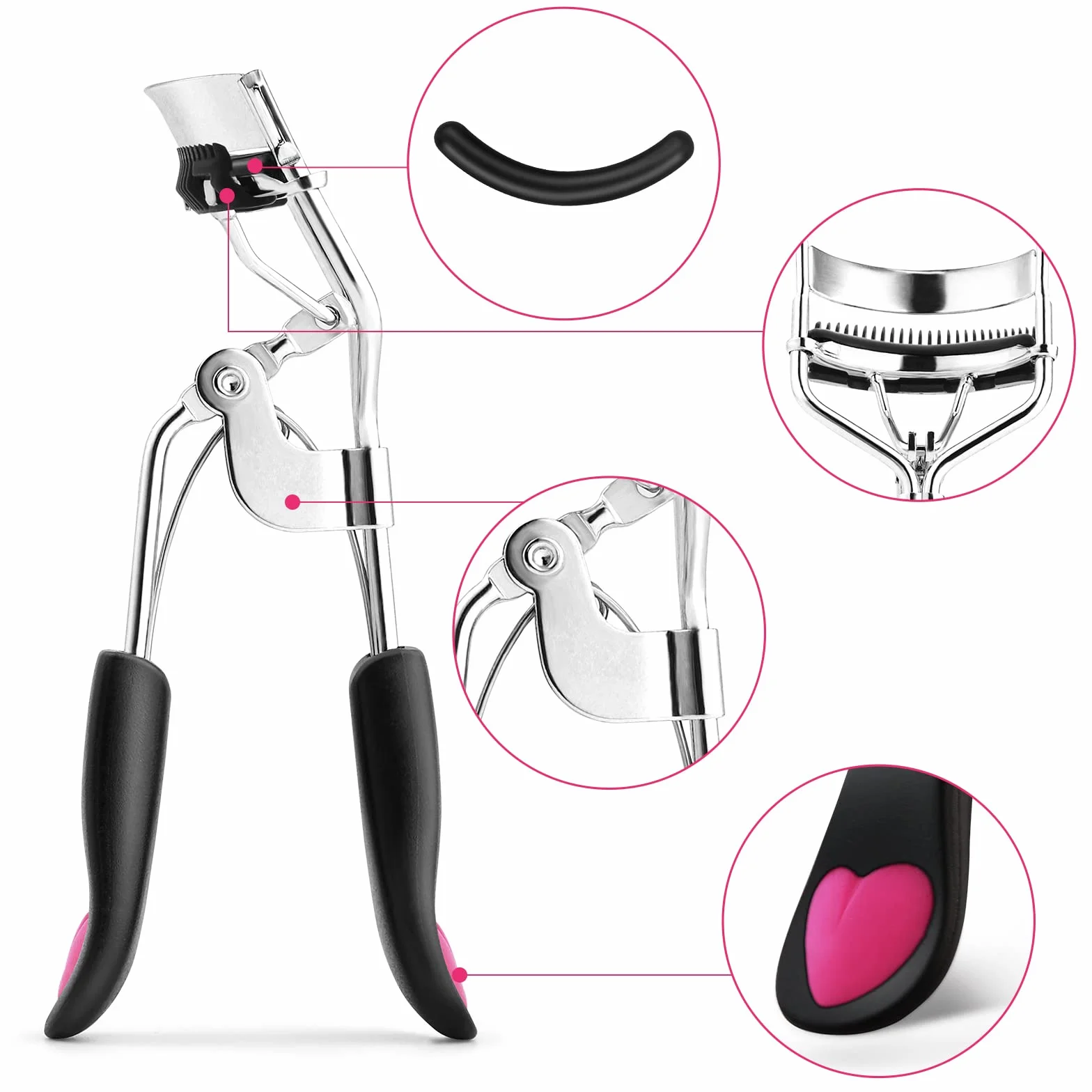 3 sztuki Lash Curler – bez szczypania i ciągnięcia, długotrwała zalotka do wszystkich kształtów oczu, profesjonalne narzędzie do makijażu z 10 silikonowymi wkładkami uzupełniającymi i szczoteczką do