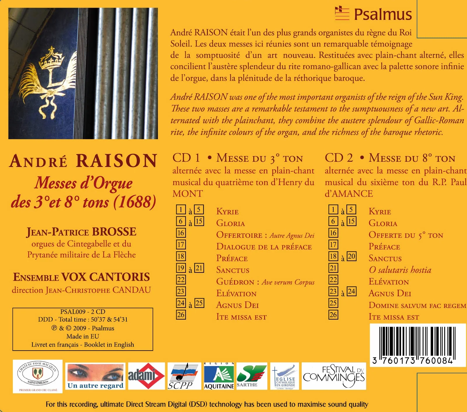 Andre Raison: Messes D'orgue Des 3° Et 8°tons
