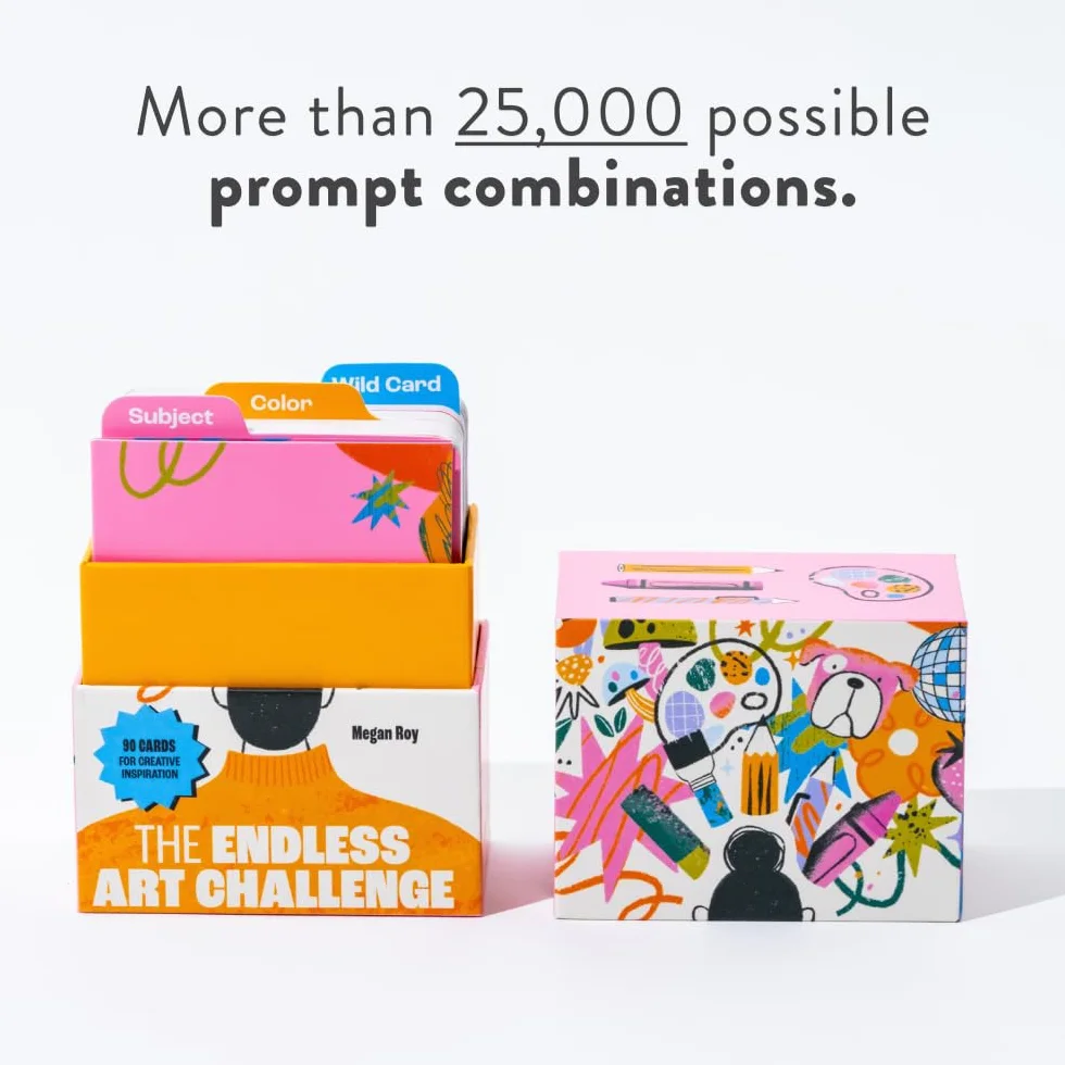 The Endless Art Challenge Card Deck: 90 Creativity Prompt Cards (Overall 25,000 Combinations!) for Never-Ending Art Inspiration (Gift for Creatives)