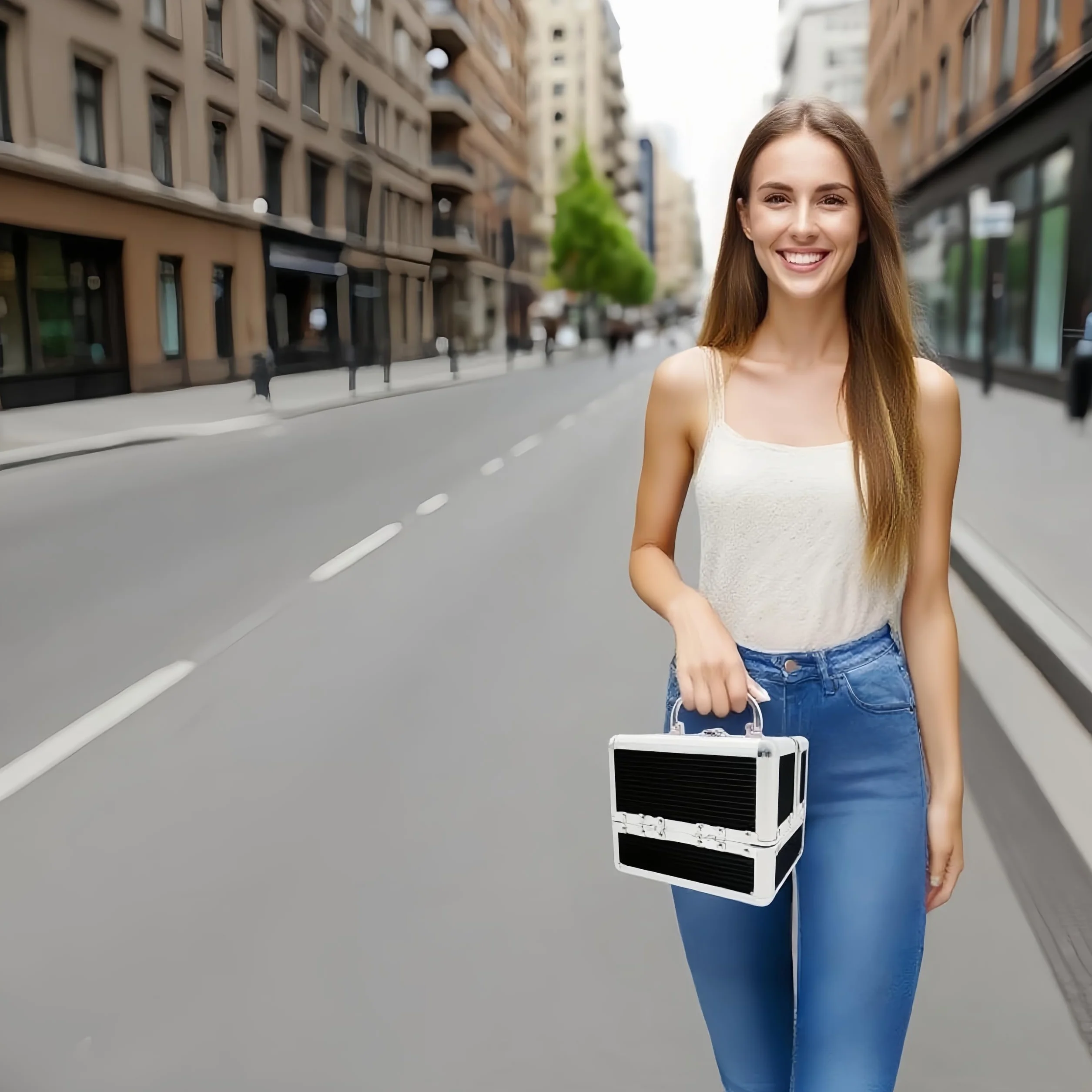 iGadgitz Twarde Etui Vanity Beauty Case Pudełko do przechowywania makijażu 4 rozkładane tace czarny