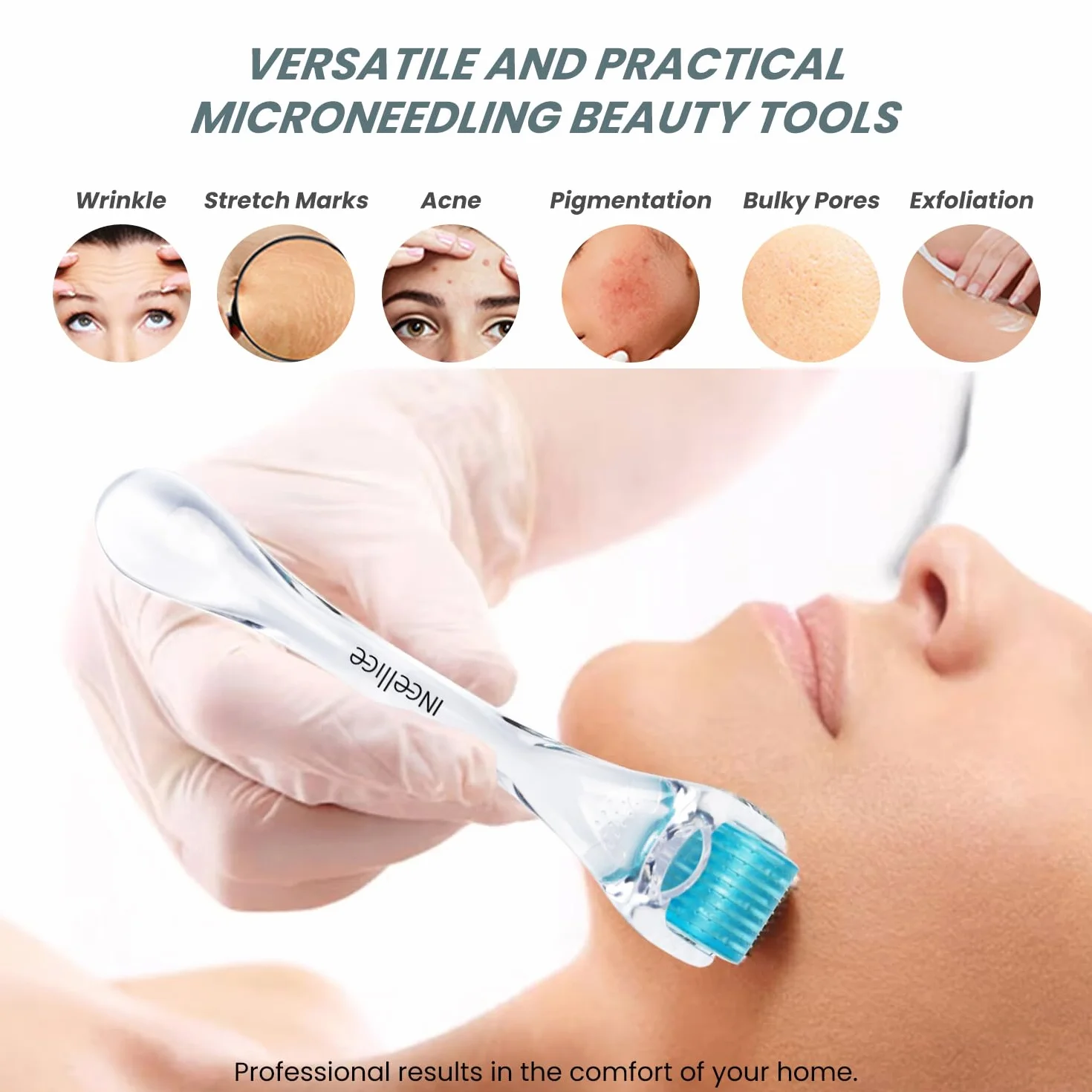 Derma roller 1,0 profesjonalny mikronażylacz z 200 igłami tytanowymi do włosów brody twarzy i ciała