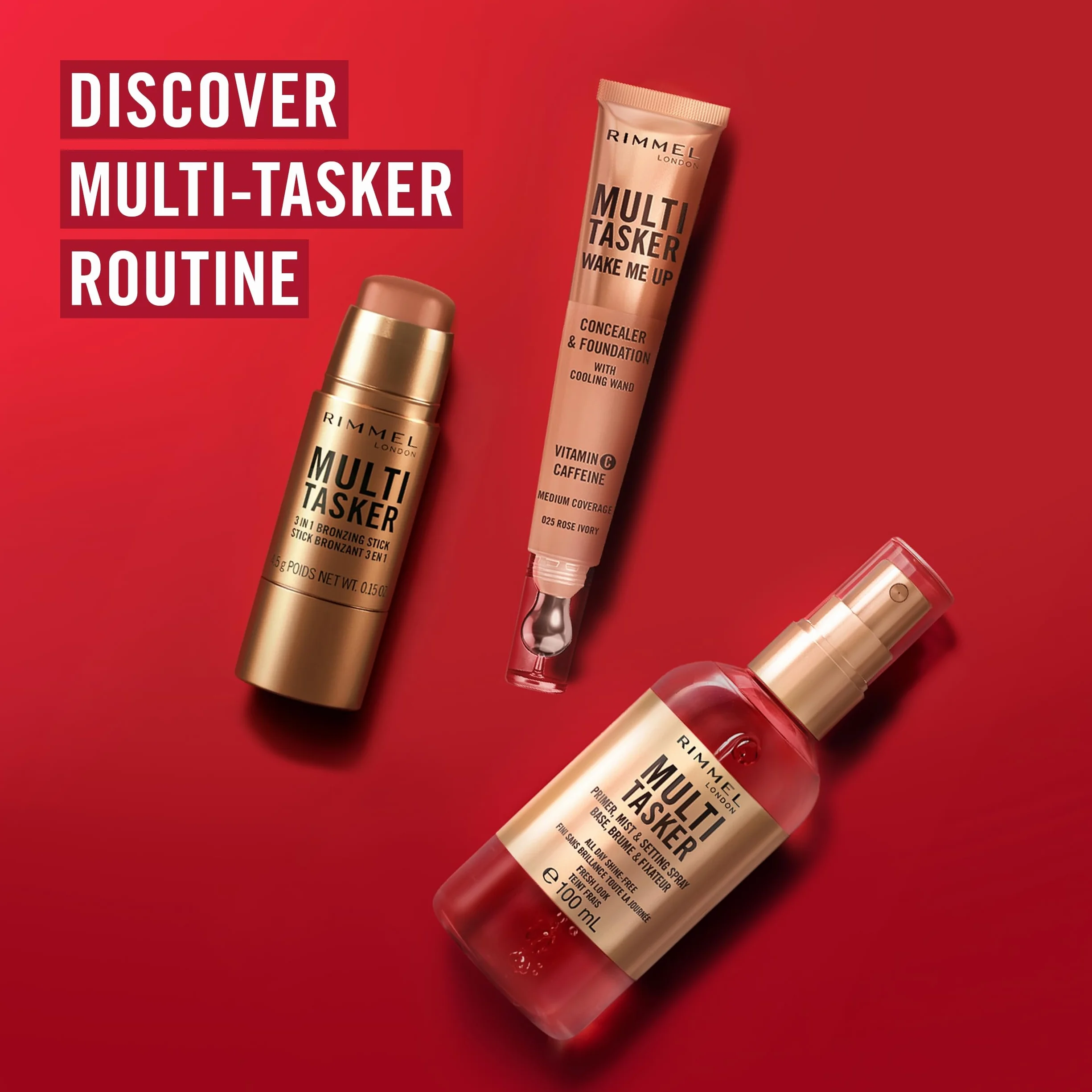 Rimmel Multi Tasker bronzer 3 w 1 do konturowania twarzy, z witaminą C i E nr 03 Tan, 4,5g