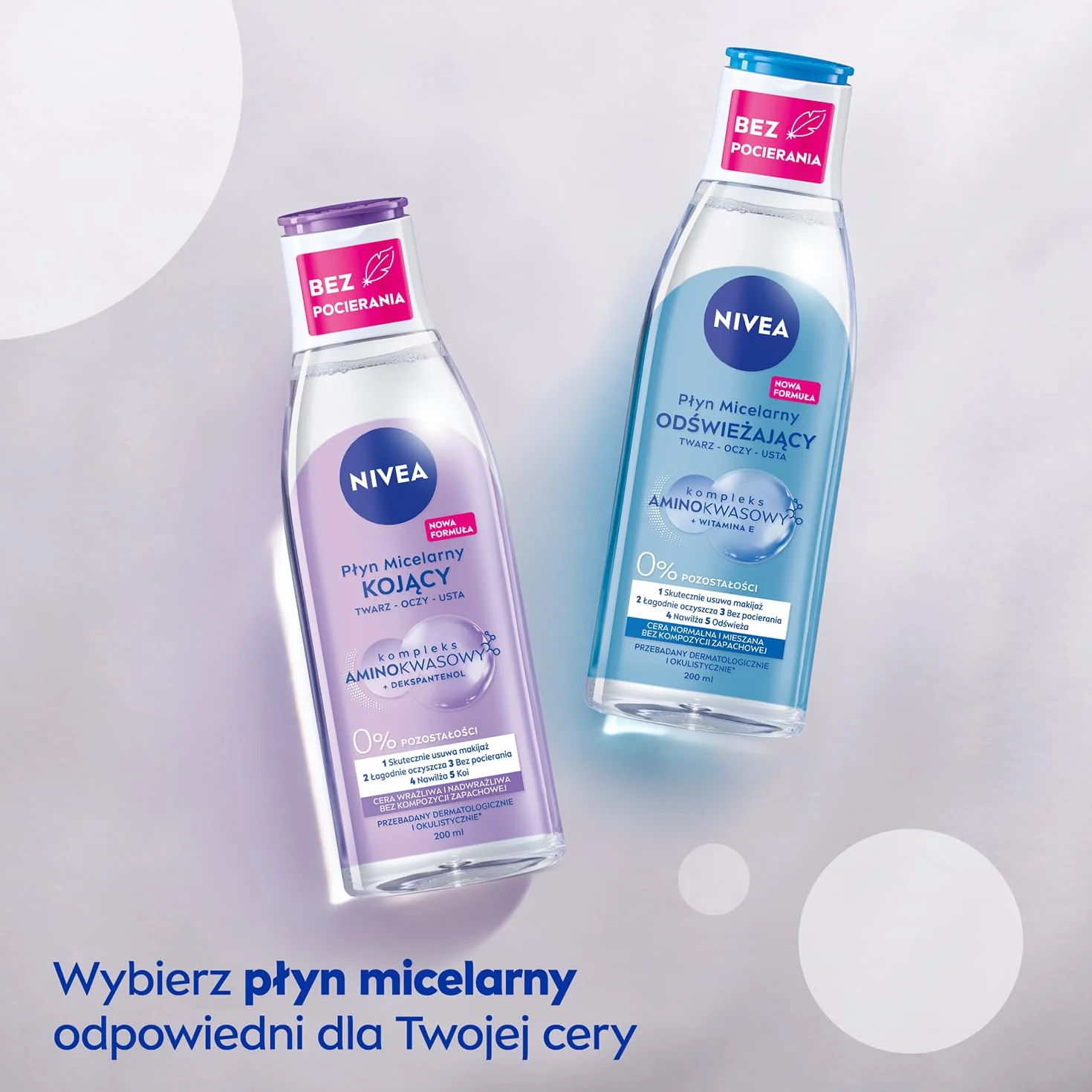 NIVEA Kojący Płyn micelarny z kompleksem aminokwasowym i dekspantenolem do cery wrażliwej i nadwrażliwej 200 ml