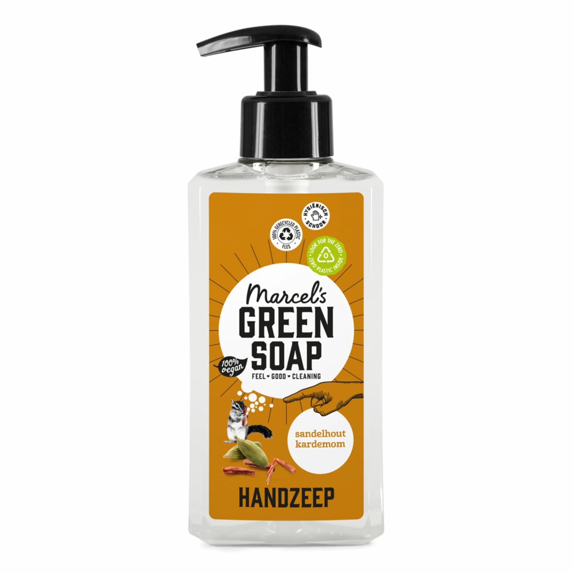 Marcel's Green Soap - Mydło do rąk, drzewo sandałowe i kardamon, dozownik mydła w płynie, przyjazne dla środowiska, wegańskie, w 97% biodegradowalne, 250 ml