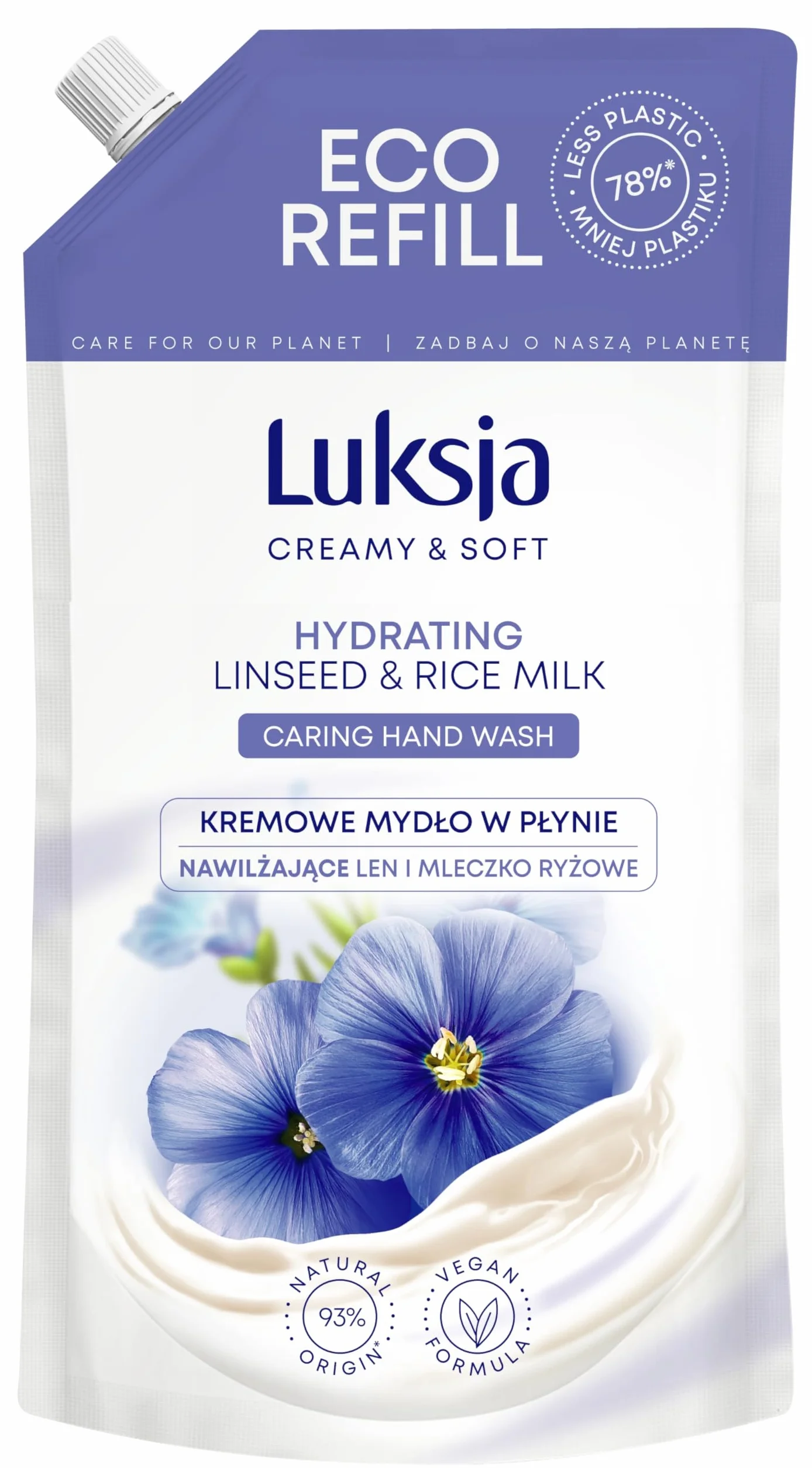 Mydło w kremie len opakowanie uzupełniające 900 ml do rąk