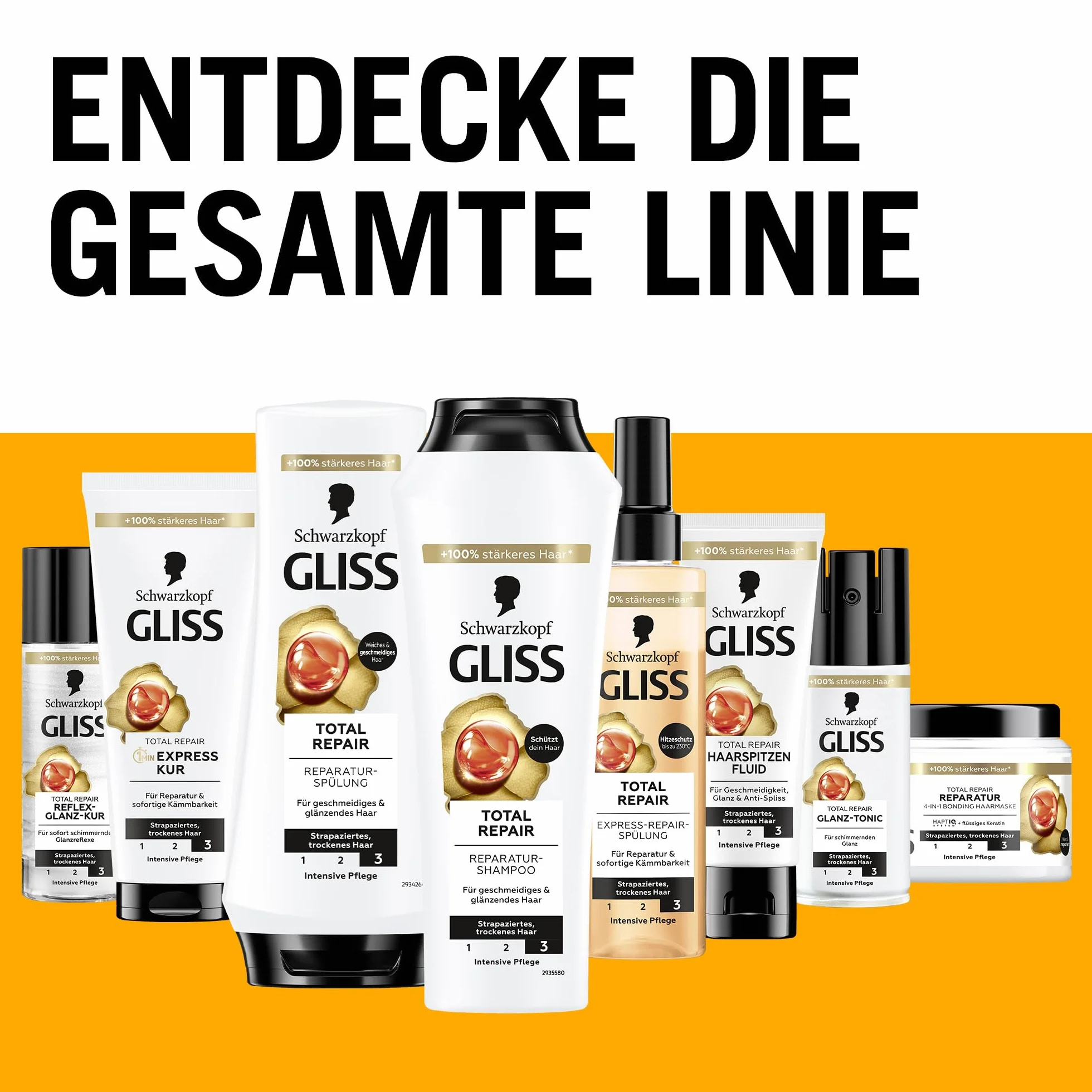 Gliss Reflex-Glanz-Kur Total Repair (150 ml), kuracja do włosów z keratyną i nektarem kwiatowym, natychmiast połyskujące, redukuje łamliwość włosów