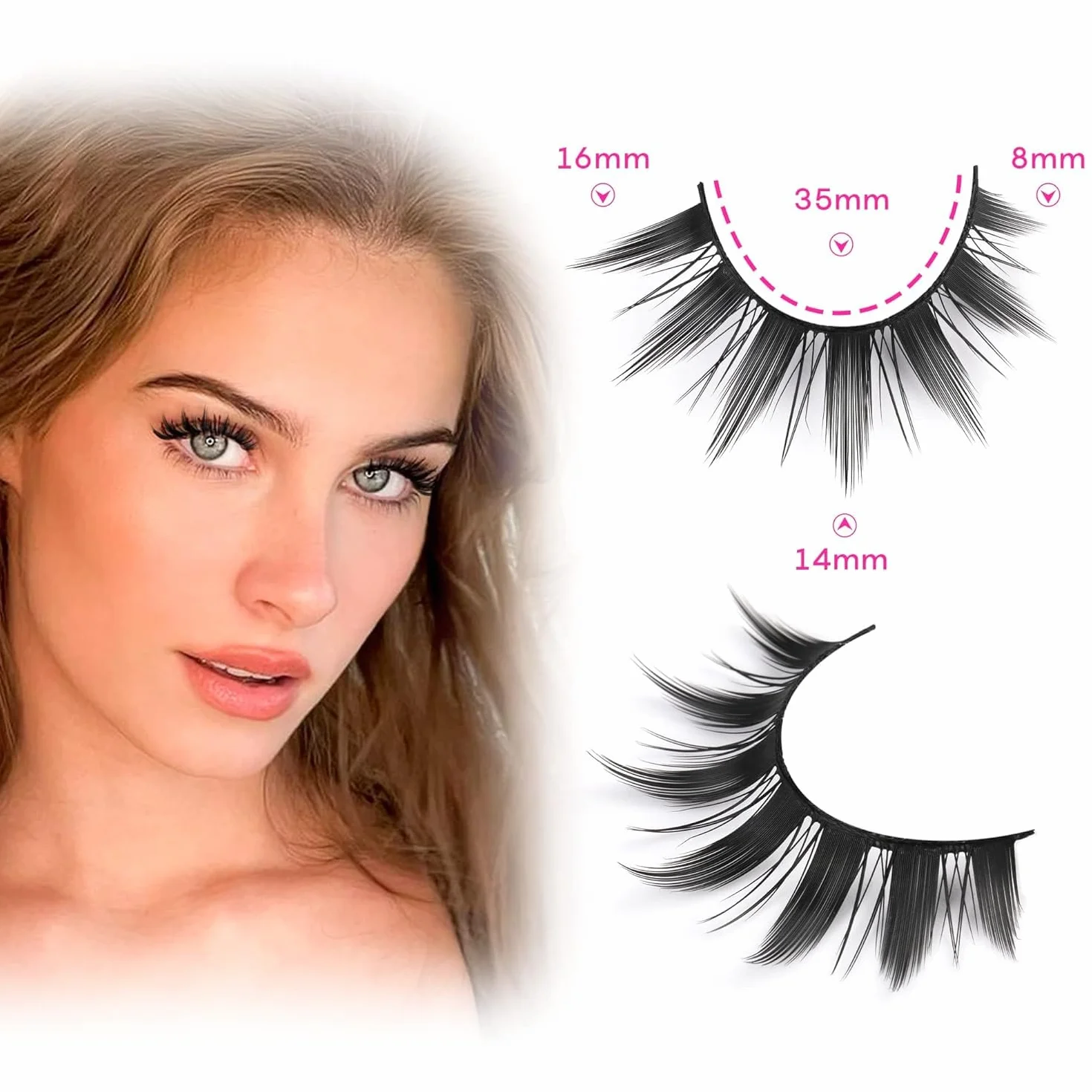 Lashes Manga Eyelashes Cat Eye Lashes Spiky Eyelash Strips Natural Look 10 par, koreańskie, japońskie, azjatyckie, cosplay, sztuczne rzęsy, wygląd jak indywidualny zestaw (M01)
