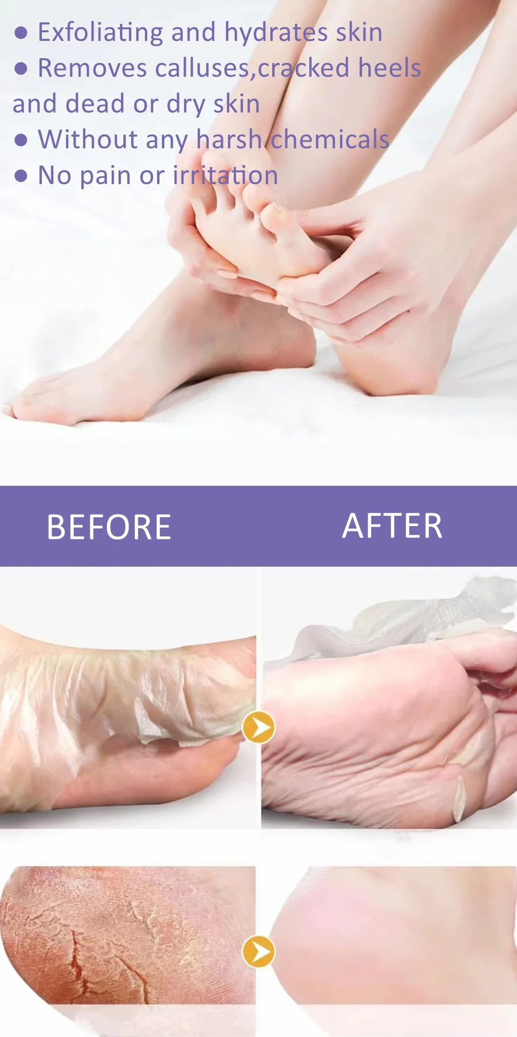 Maseczka peelingująca do stóp lawendowa sucha obumarła skóra naprawa kalusa szorstkie pięty naturalny peeling