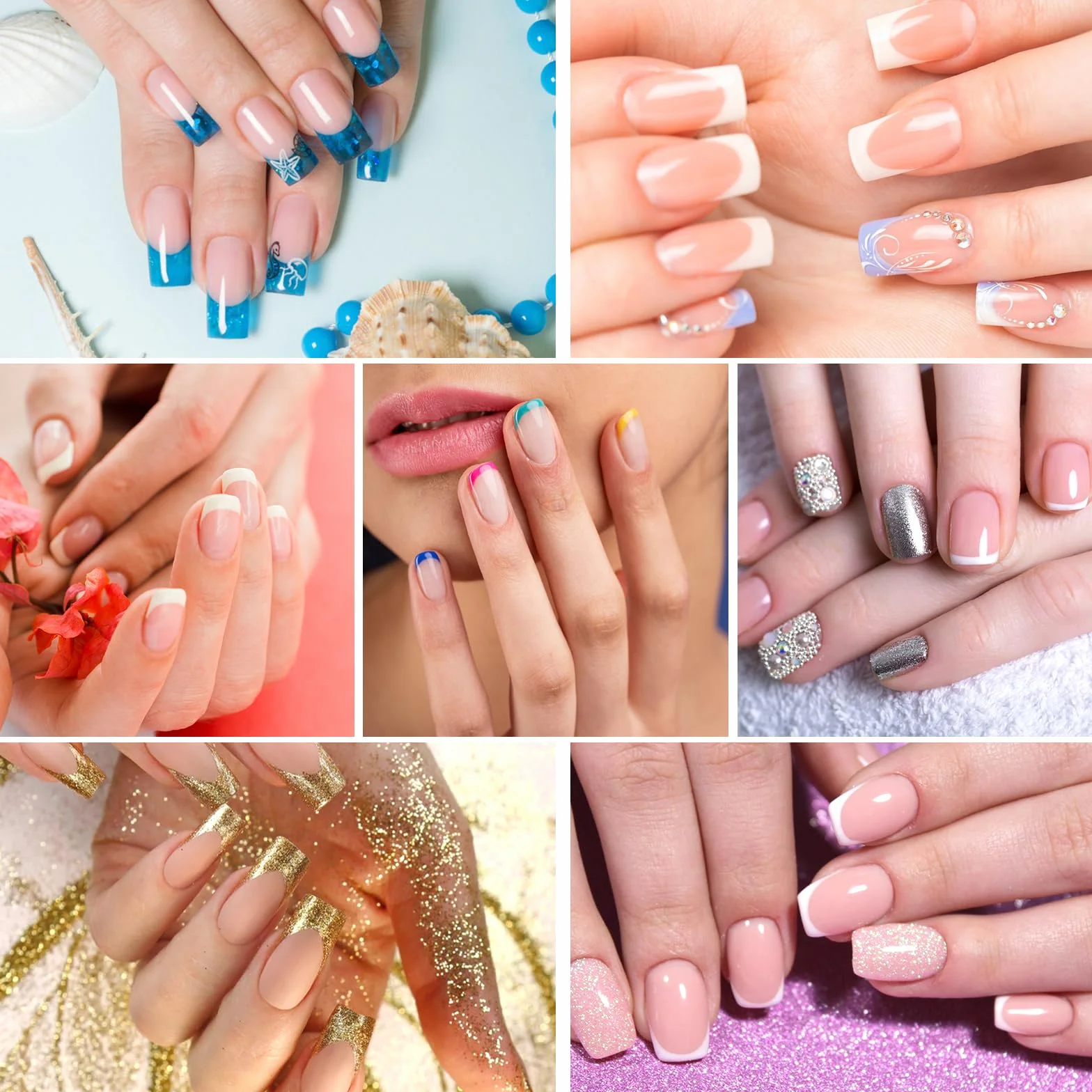 Francuskie szablony do manicure 1734 sztuk, 48 arkuszy, 8 stylów, samoprzylepne naklejki na paznokcie