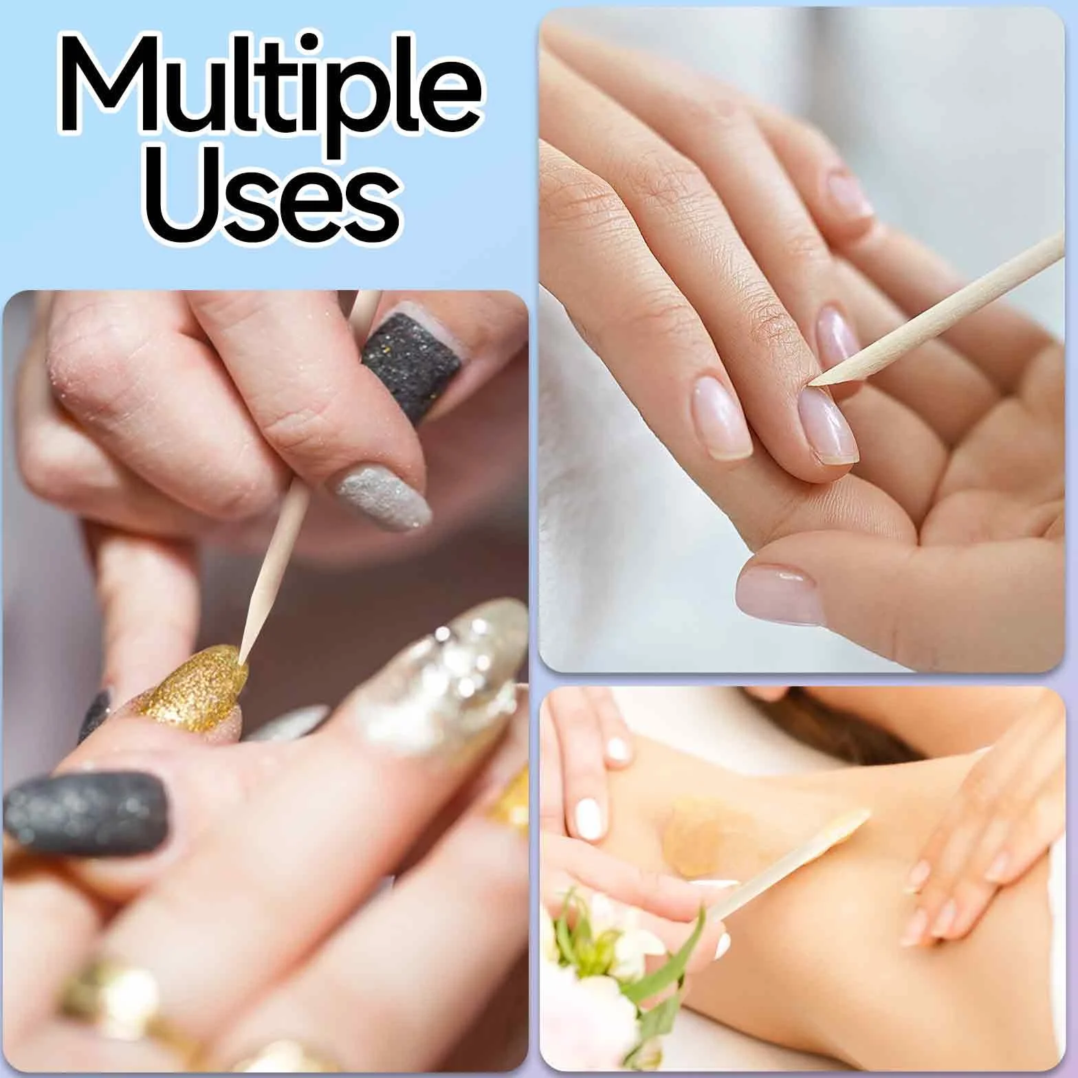 Giantree drewniane patyczki do paznokci 7,5 cm 200 szt. wielofunkcyjne narzędzie do manicure i pedicure