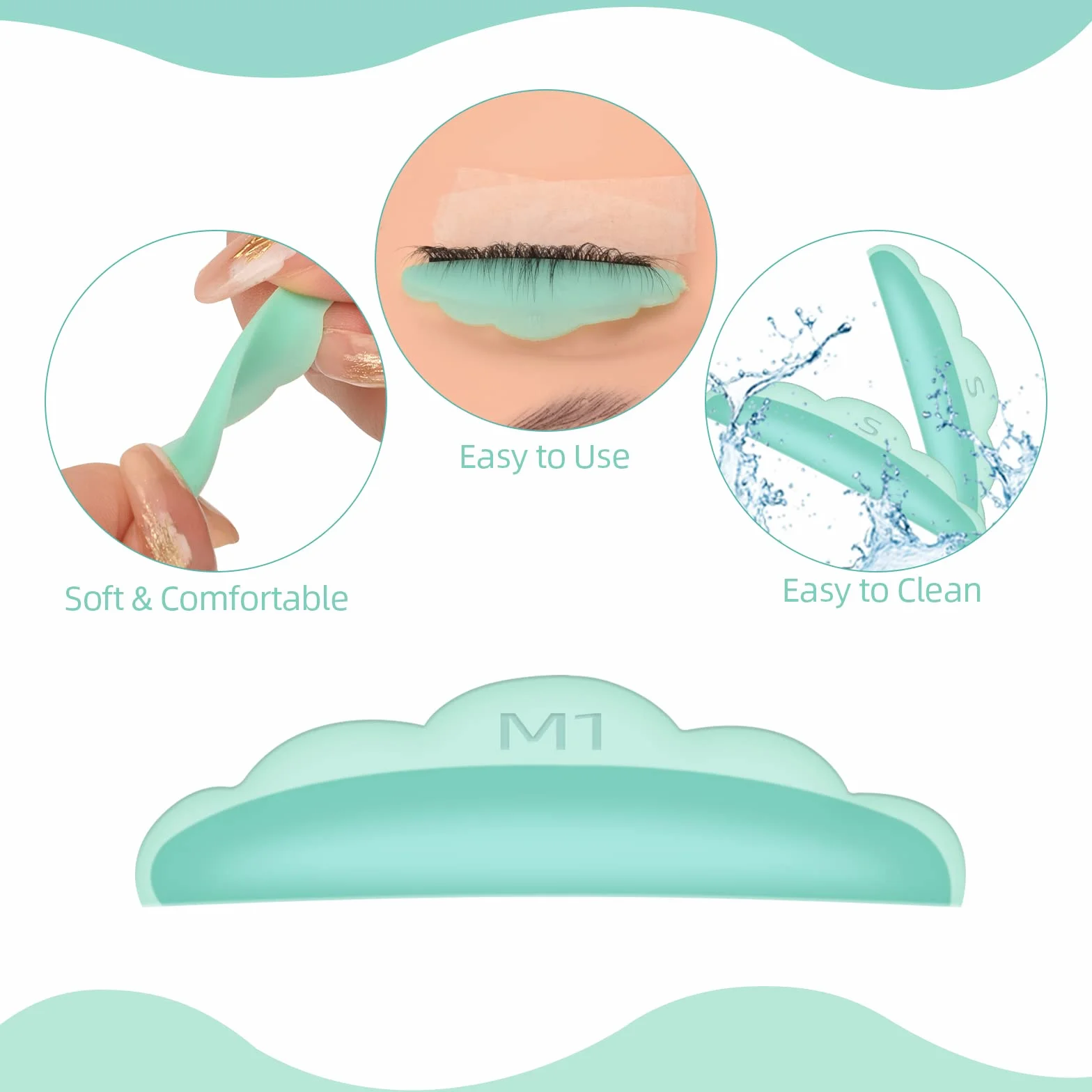 ATOMUS 60PCS Eyelash Perming Silicone Pads Eyelash Lift Perming Curler Shield Pads with 10PCS Y Shape Eyelash Brush