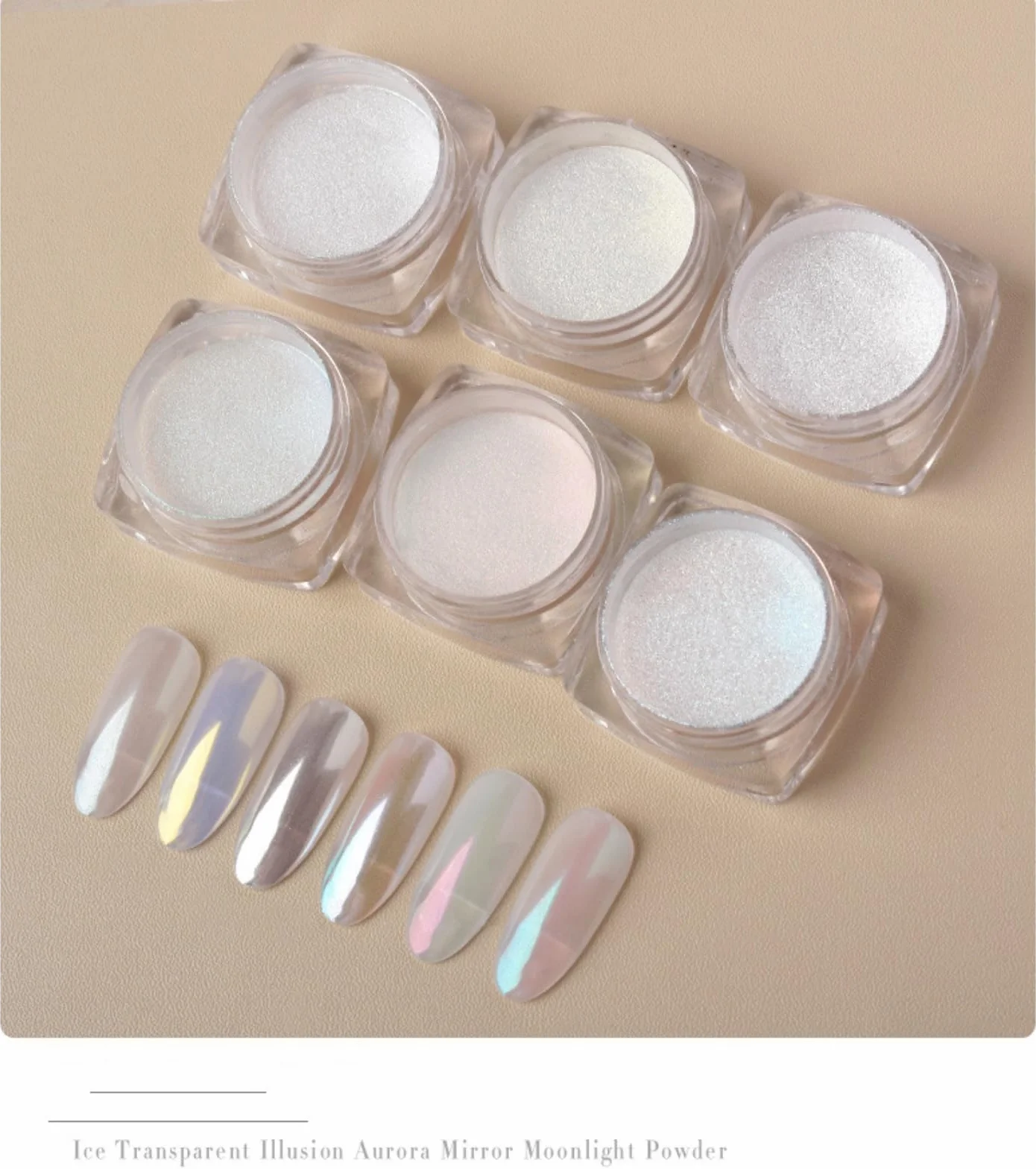 Aurora Ice Shimmer Chrome Nail Powder biała perła puder do paznokci 6 szt.
