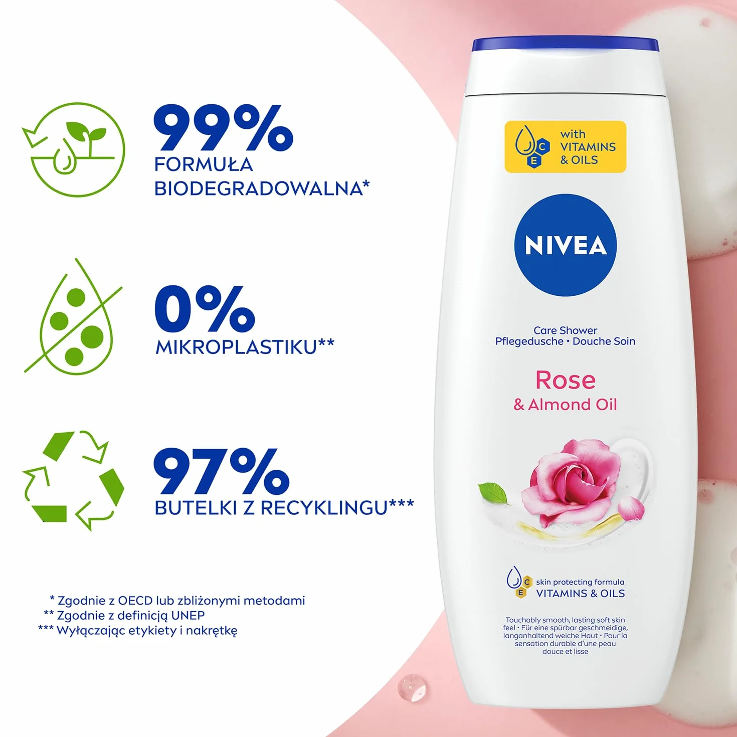 NIVEA Rose & Almond Oli Pielęgnujący żel pod prysznic do ciała z olejkiem 500 ml