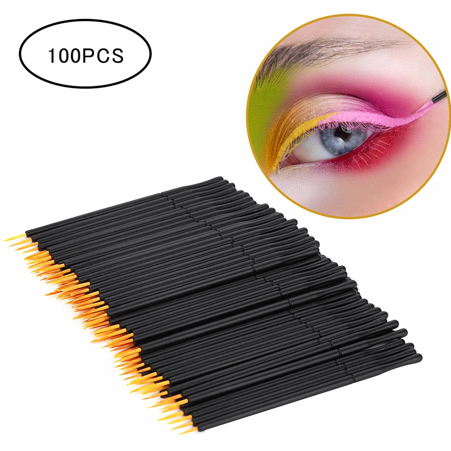 Ołówek pędzel do eyelinera cienki 100 szt. jednorazowy pędzel do eyelinera twardy eyeliner płynny pędzel do cieni do powiek pędzel do makijażu narzędzie do makijażu