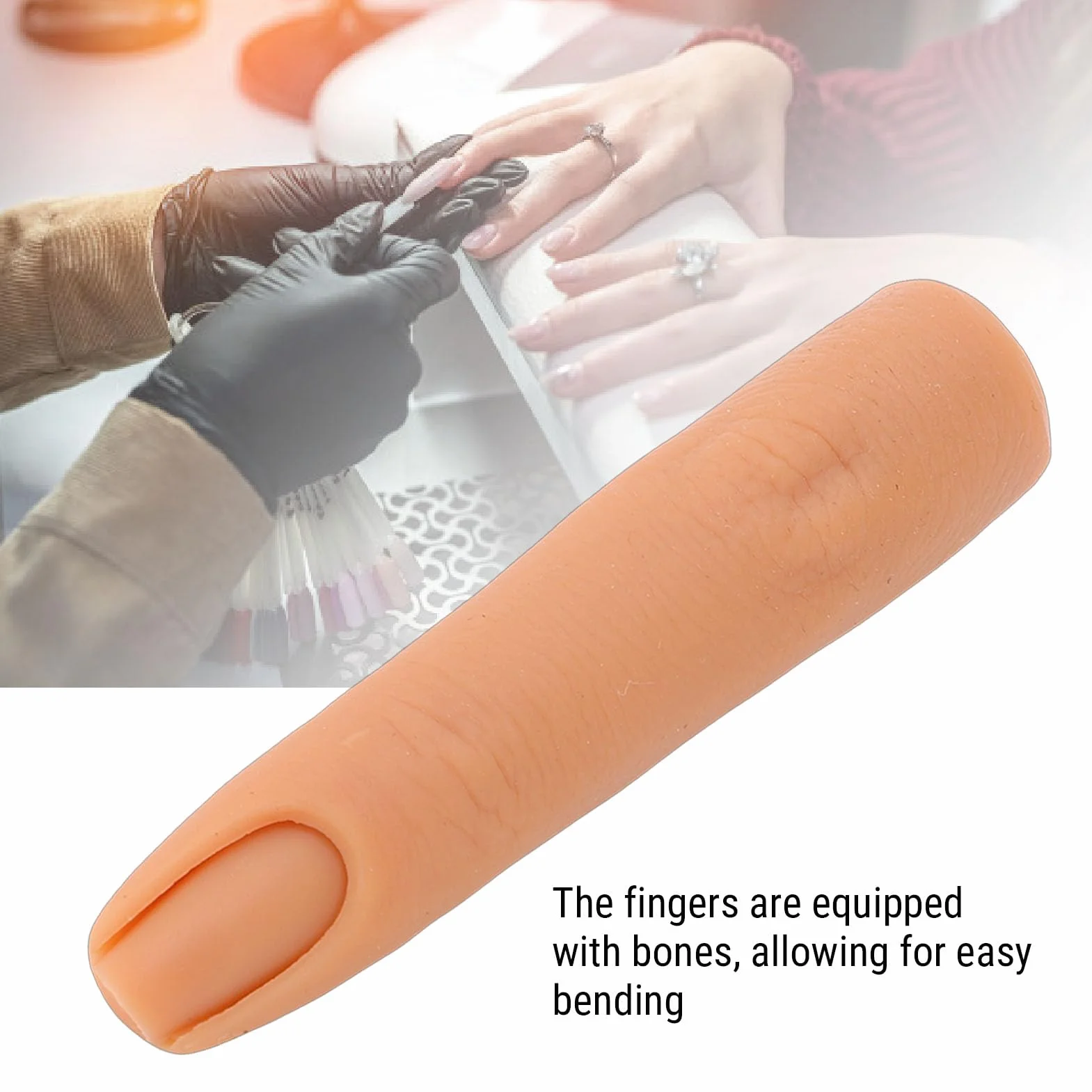 Yinhing Palec do ćwiczeń Paznokci, 2 szt. Elastyczny, Zginany Silikonowy Manicure Model Sztucznego Palca z Wbudowanymi Stawami, do ćwiczeń Zdobienia Paznokci Początkujący Profesjonaliści