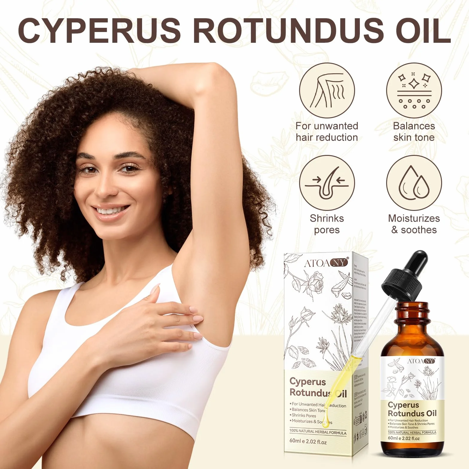 Olejek Cyperus Rotundus 100% czysty naturalny do usuwania włosów 60 ml