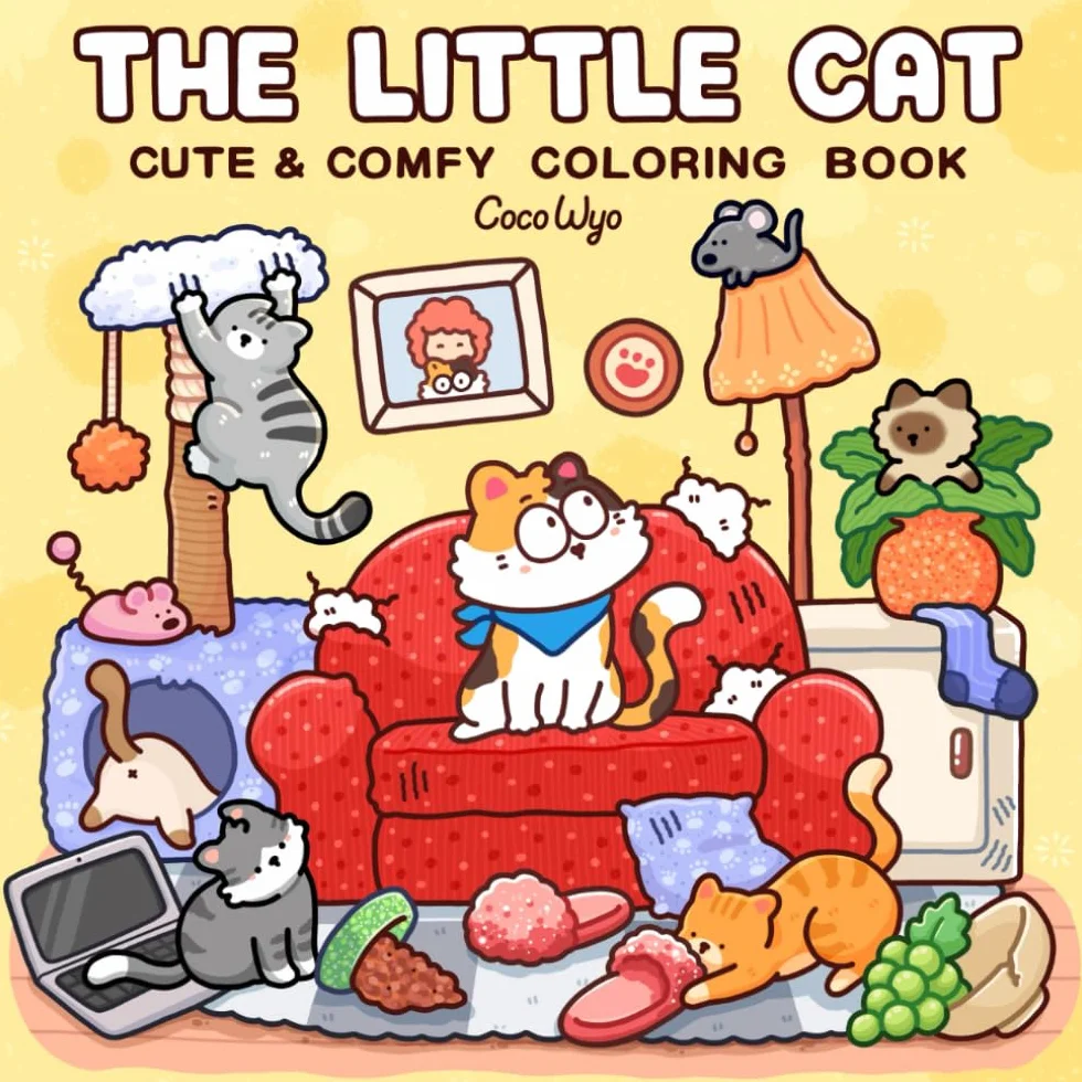The Little Cat: Cozy Life of Kitty Coloring Book for Adults and Teens