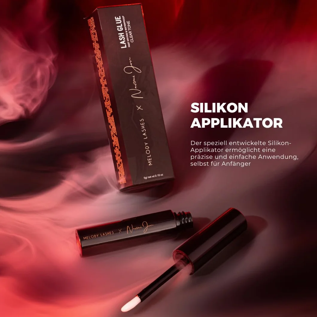 Melody Lashes Naomi Jon wodoodporny klej do rzęs przezroczysty szybkoschnący z silikonowym aplikatorem
