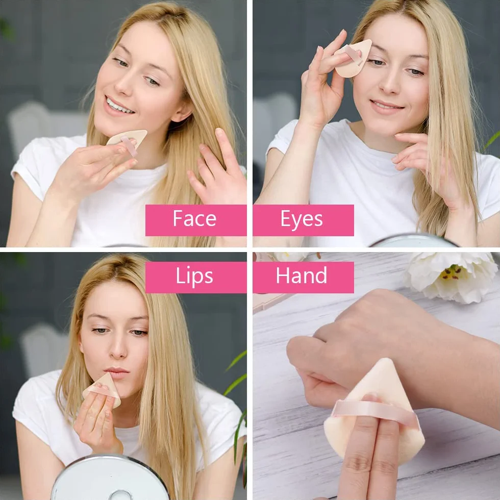 AUAUY 6 szt. puder, czysta bawełna, miękki, trójkątny do makijażu, pudr mineralny, do ciała, bawełna, welur, kosmetyczny, podkład, gąbka, narzędzie do makijażu (kolory skóry)