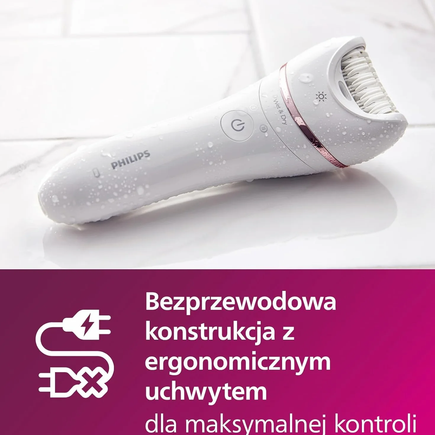 Philips Depilator serii 8000 BRE735/00 bezprzewodowy na mokro i sucho z 8 akcesoriami