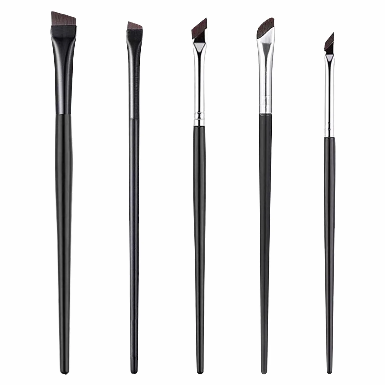 flintronic Zestaw pędzli do eyelinera, 5 szt. ultracienkich ukośnych pędzelków, płaski pędzel do brwi, precyzyjny pędzel do eyelinera, precyzyjne narzędzia do cieni do powiek do mieszania