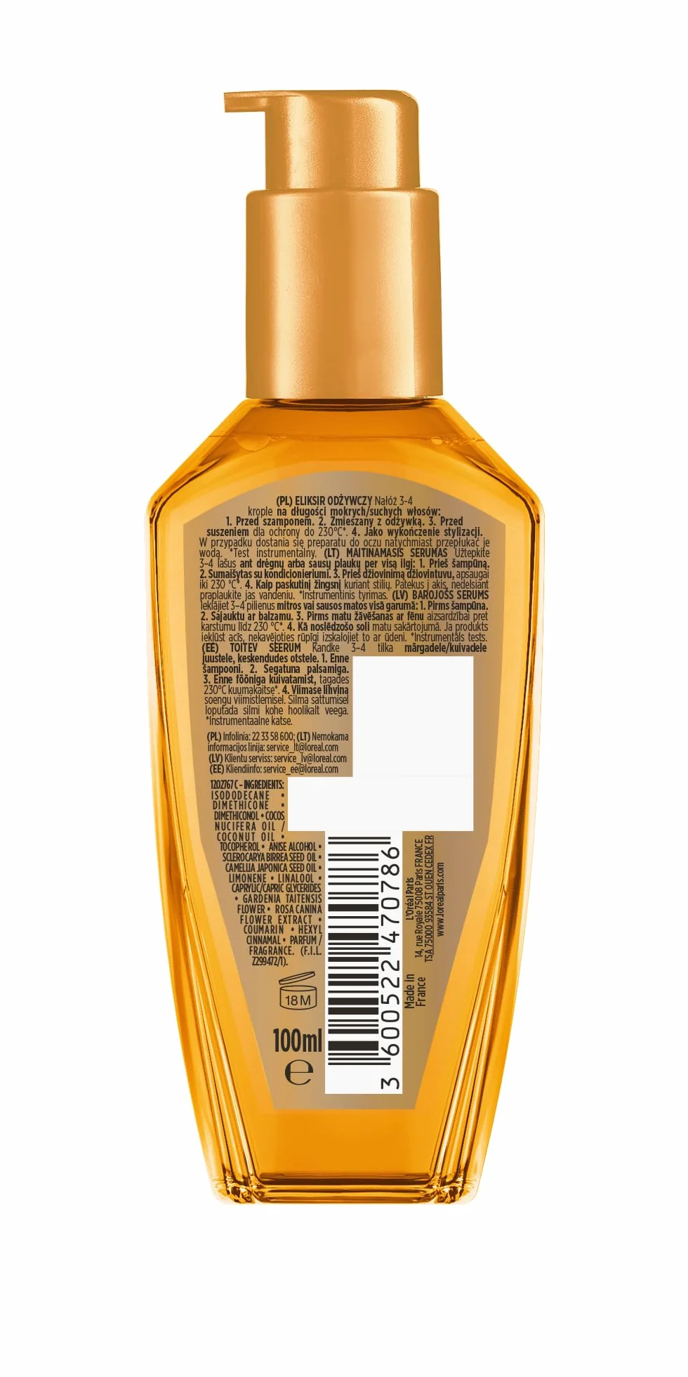 L'Oreal Paris Hair Care Loreal Elseve Olejek do Włosów, 100 ML