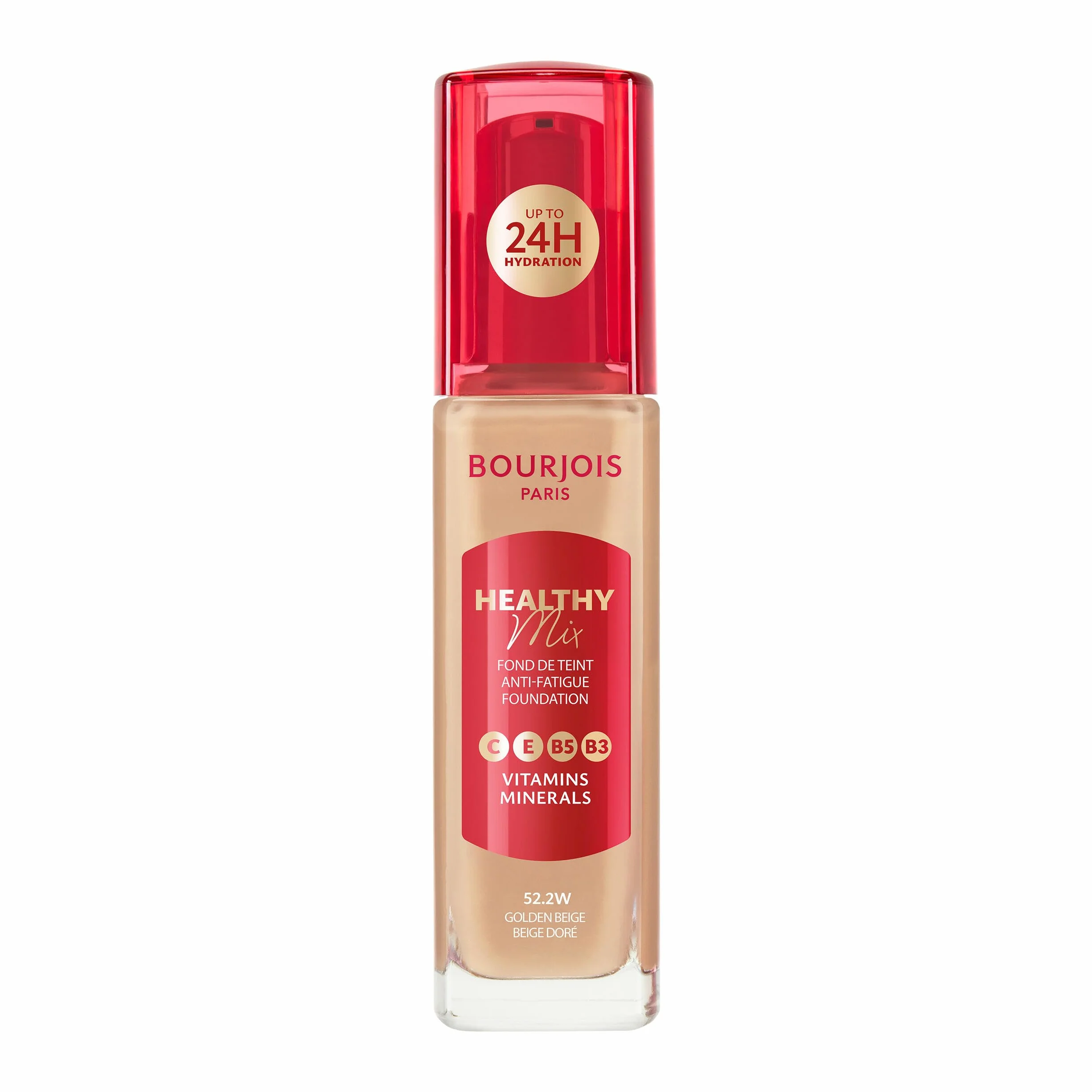Bourjois Healthy Mix Podkład Niwelujący Oznaki Zmęczenia Z Kompleksem Witamin I Minerałów 52.2W Golden Beige, 30 Ml
