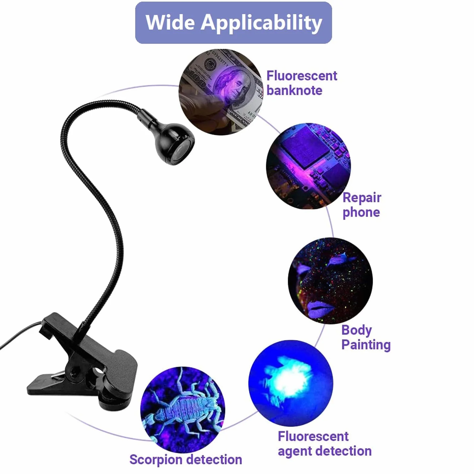 Lampa LED UV do Paznokci z Klipsem Zabezpieczającym - Narzędzie do Manicure Żelowego