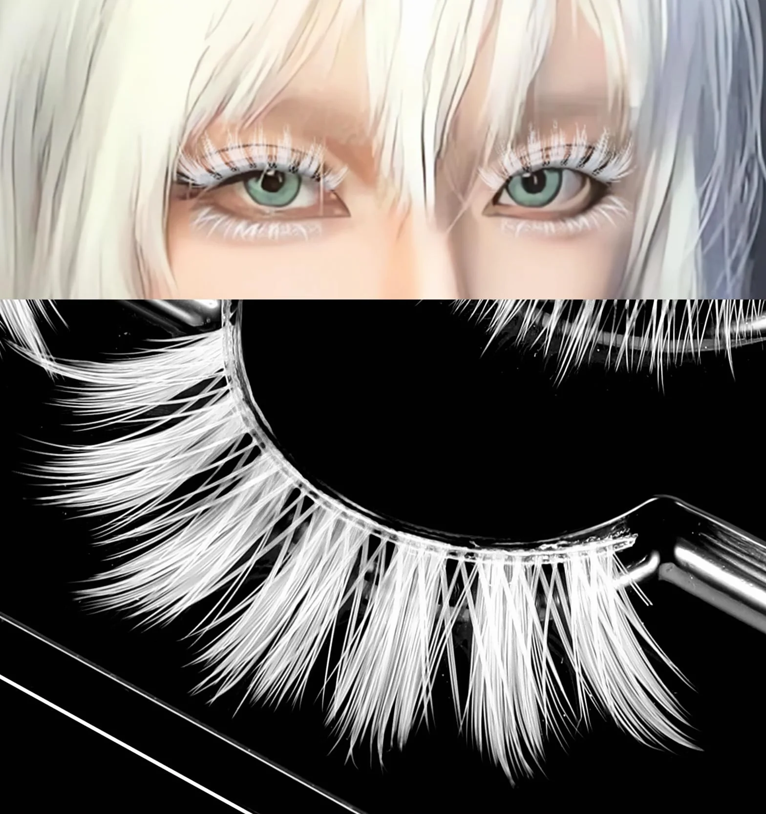 Białe rzęsy anime do cosplay 2 pary sztuczne rzęsy japoński styl