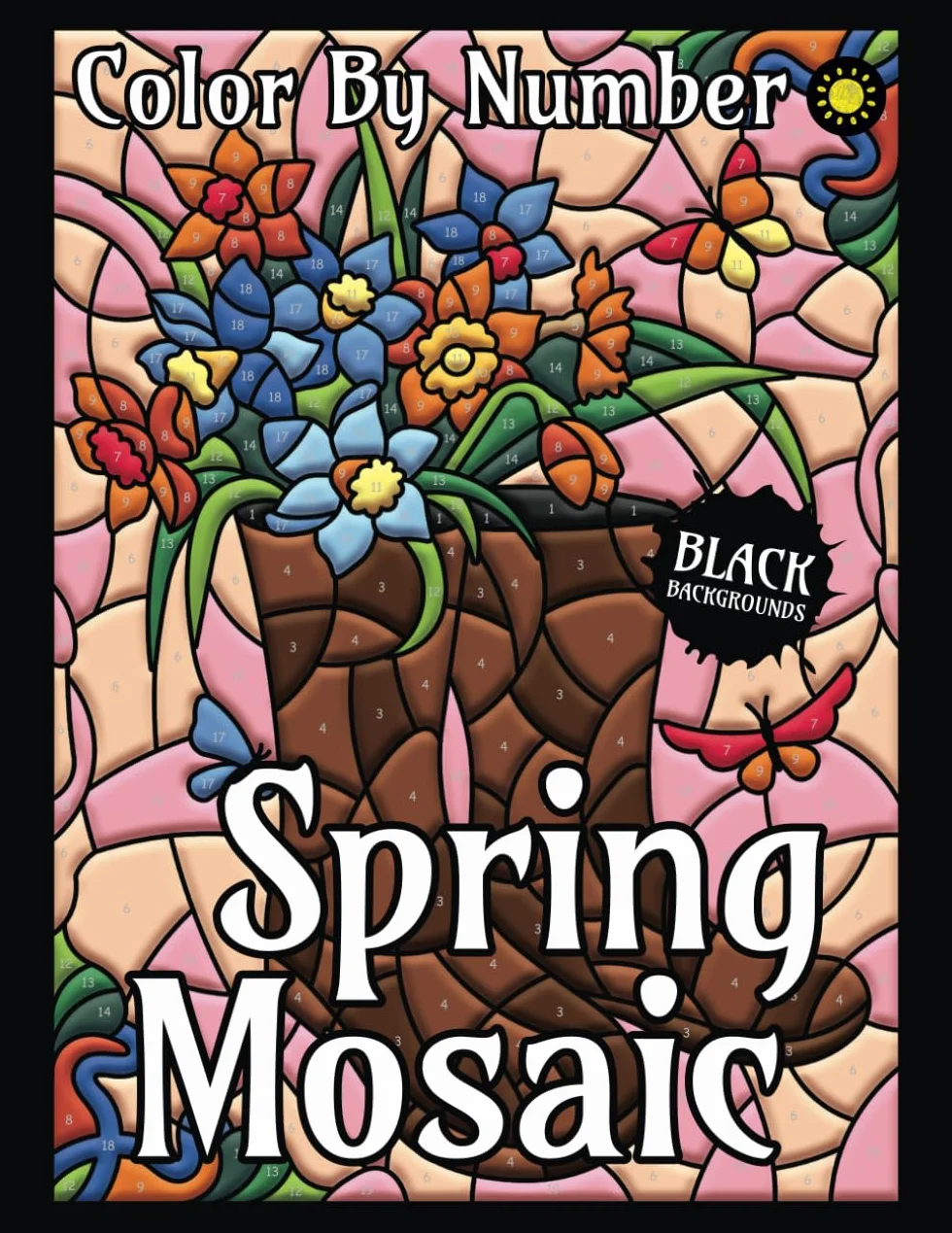 Spring Mosaic Color By Number for Adults (Black Backgrounds): Activity Color By Number Coloring Book for Adults Relaxation and Stress Relief