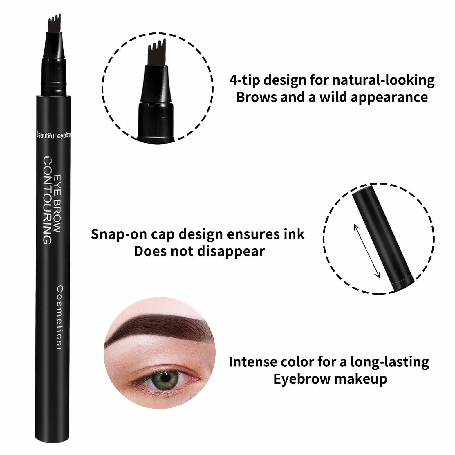Boobeen Eyebrow Pen Waterproof Liquid Eyebrow Pencil, pióro do brwi z precyzyjnym aplikatorem, tworzy naturalny makijaż br