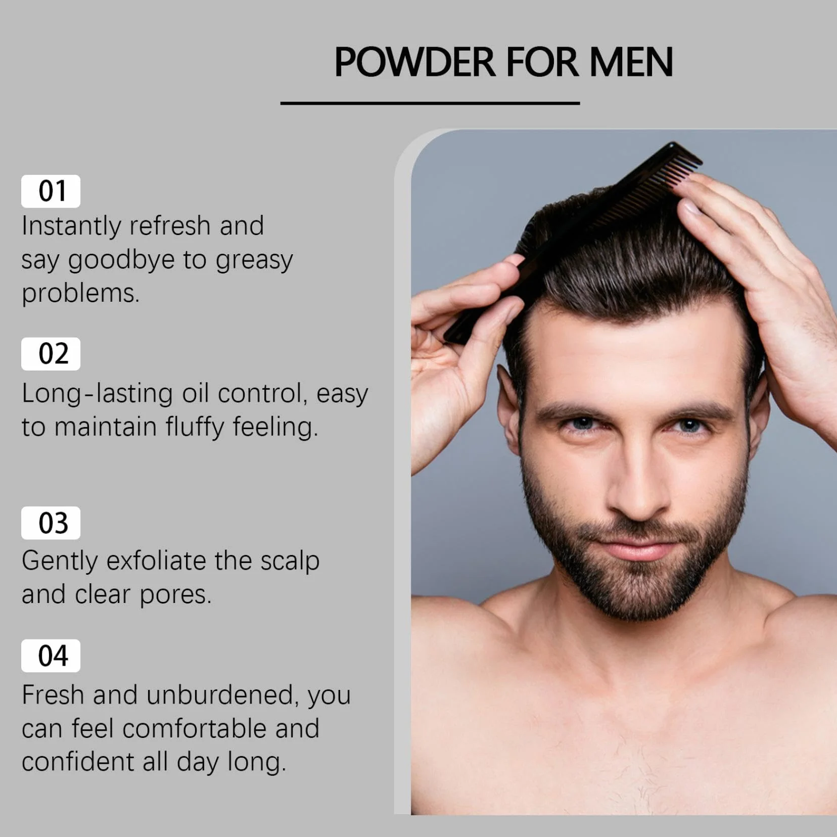 Powder o teksturze, puder do włosów dla mężczyzn, puder do włosów, łatwy do nałożenia, natychmiast nadaje strukturę i objętość, mocny chwyt (40 g, 1 szt.)