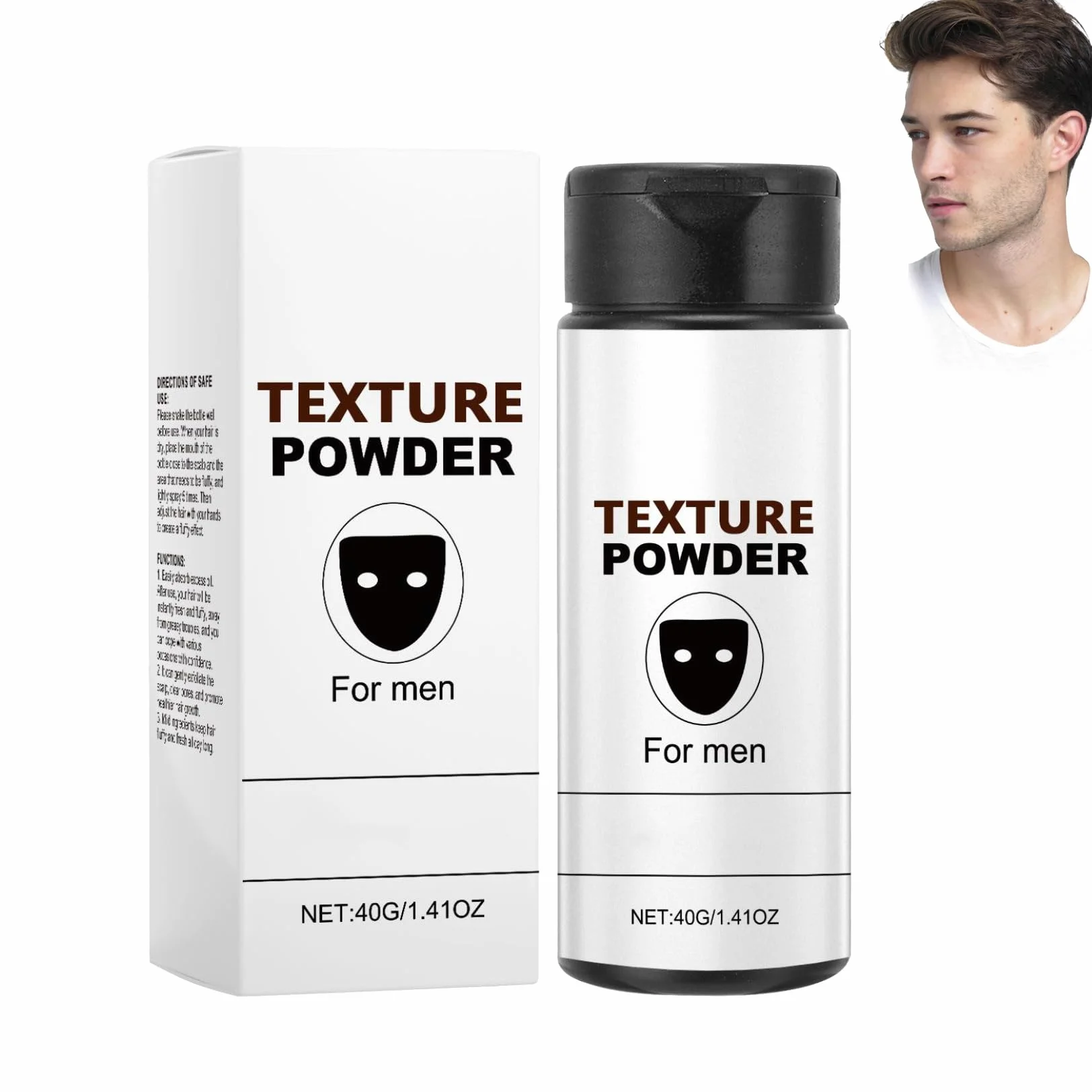 Powder o teksturze, puder do włosów dla mężczyzn, puder do włosów, łatwy do nałożenia, natychmiast nadaje strukturę i objętość, mocny chwyt (40 g, 1 szt.)