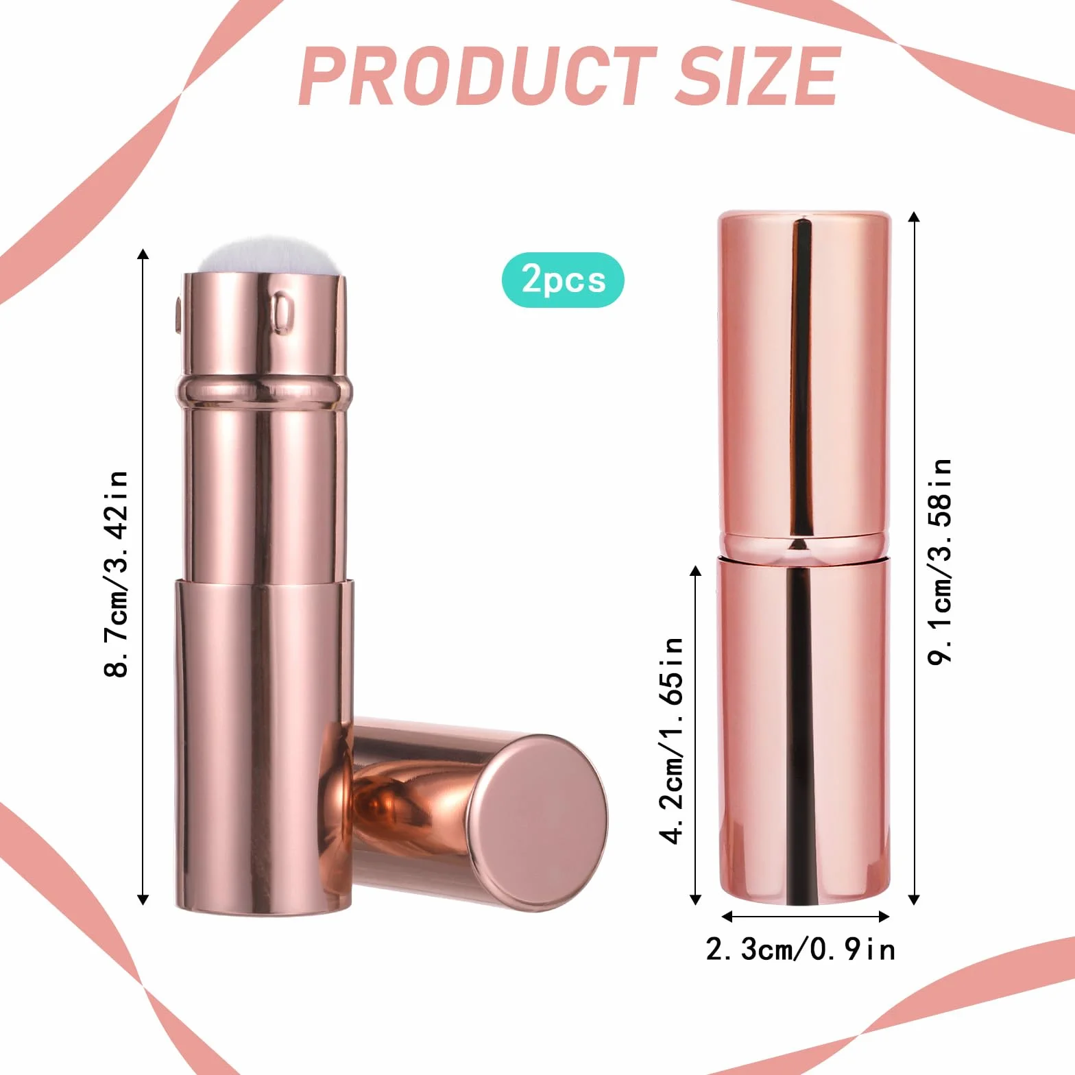 2-pak wysuwanych pędzli do różu i pędzla Kabuki z osłoną, przenośny pędzel podróżny do płynnego podkładu, pudru i bronzera, profesjonalny blender do twarzy i korektor dla kobiet i do codziennego