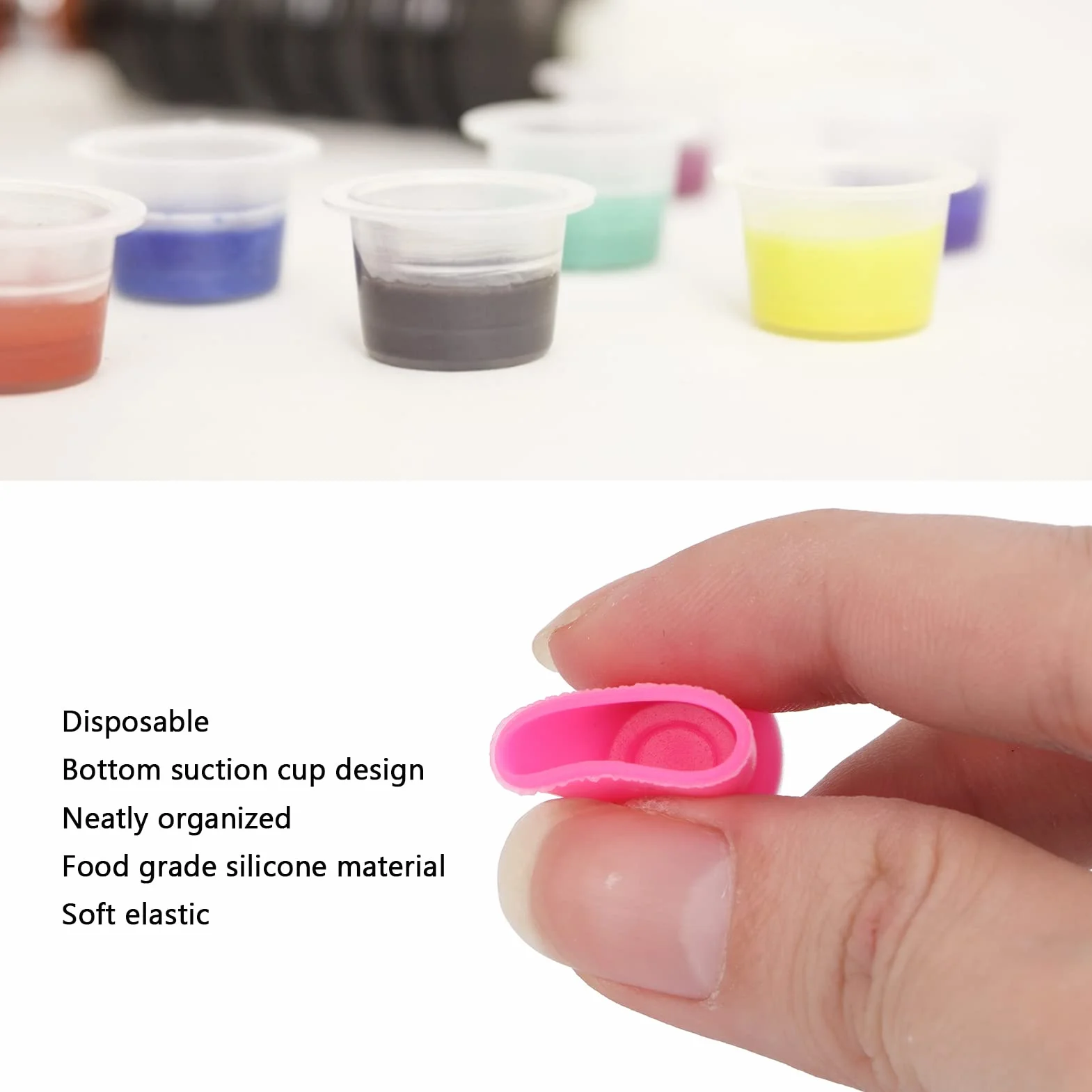 Tattoo Ink Caps Cups - Mixed 300PCS Jednorazowe Nasadki z Atramentem Pigmentowym w 12MM Tattoo Cups Caps Silikonowe Nasadki z Atramentem Pigmentowym do Materiałów Eksploatacyjnych (różowe)
