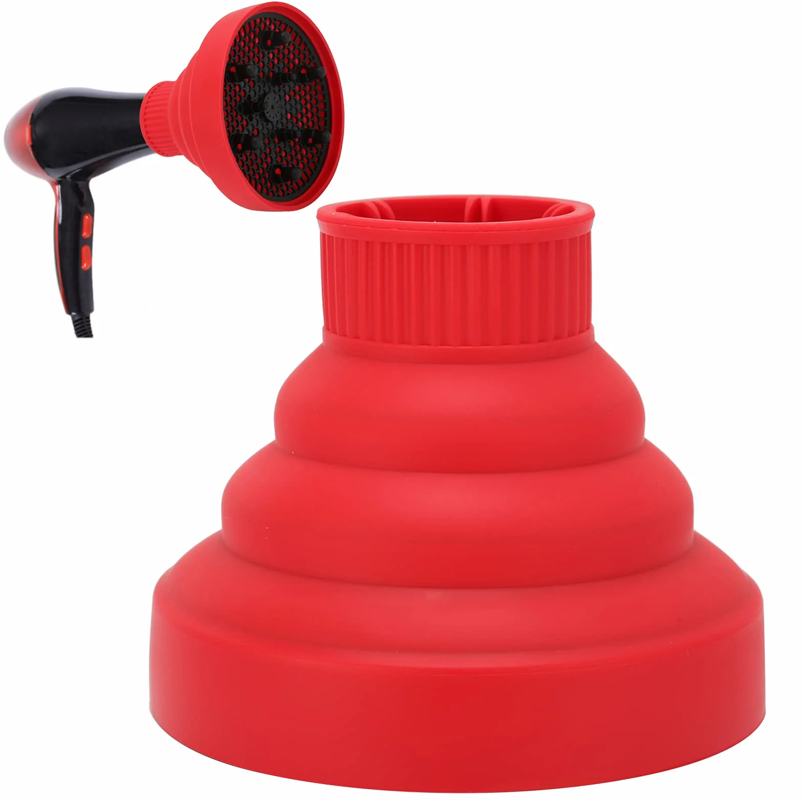 Generic Uniwersalny Składany Dyfuzor do Suszarki do Włosów dla Idealnej Kręconej Fryzury Przenośny Składany Dyfuzor Podróżny Suszarek Włosów 4-5cm (czerwony)