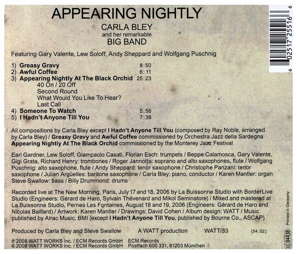 Appearing Nightly