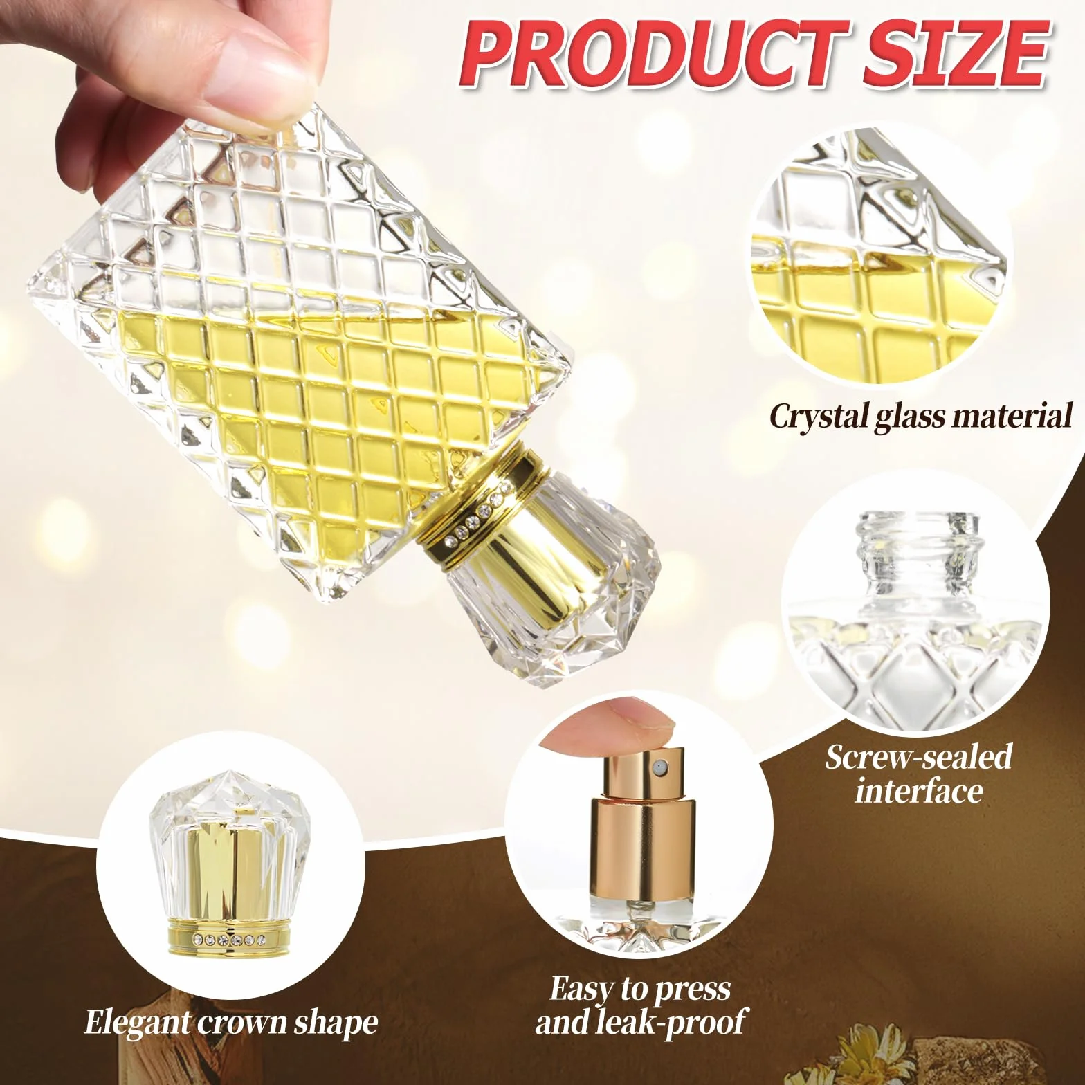 2 szt. 100 ml butelki z rozpylaczem do perfum, do wielokrotnego napełniania, szklany rozpylacz do perfum z koroną, kwadratowe kratki, puste butelki z rozpylaczem do perfum, przenośne, podróżne