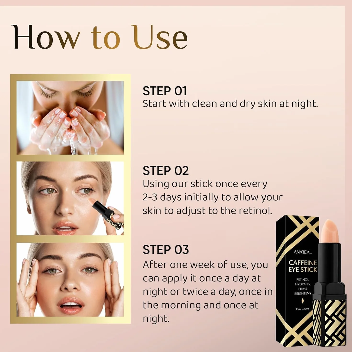 Retinol balsam pod oczy przeciwko zmarszczkom, cienie pod oczami i worki pod oczami, balsam do oczu dla mężczyzn i kobiet, koreański balsam do oczu dla gładkiej skóry i młodzieńczego blasku