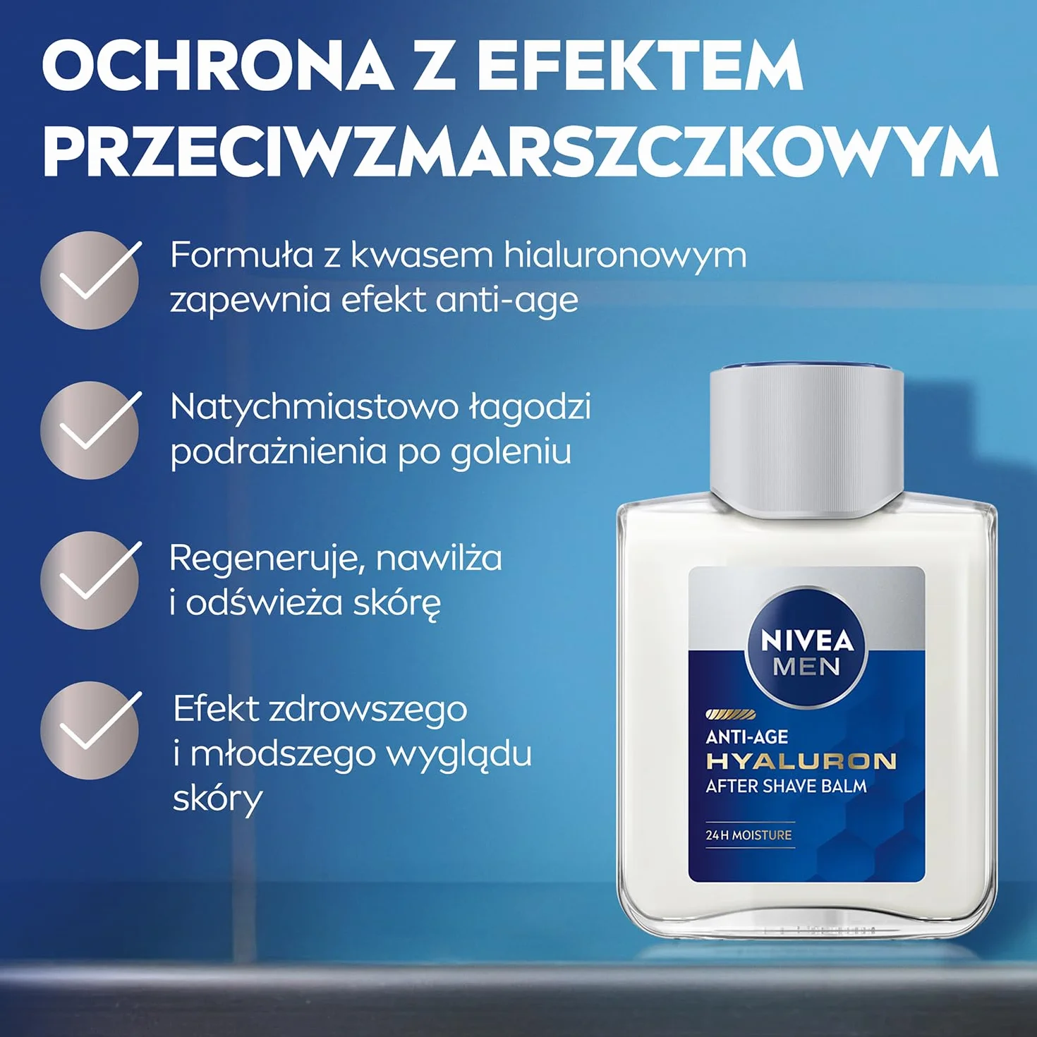 NIVEA MEN Hyaluron Nawilżający balsam po goleniu dla mężczyzn z kwasem hialuronowym i pro-retinolem, 100 ml