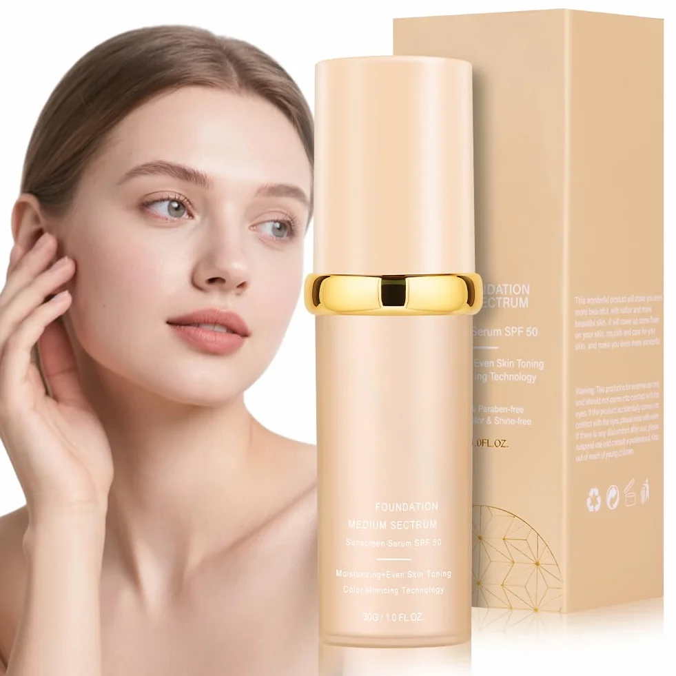 AUYAO Podkład do makijażu, wodoodporny, długotrwały, zmieniający kolor podkład SPF 50, płynny podkład nude, długotrwały, matujący, płynny makijaż, wegański, bezolejowy, podkład do makijażu do