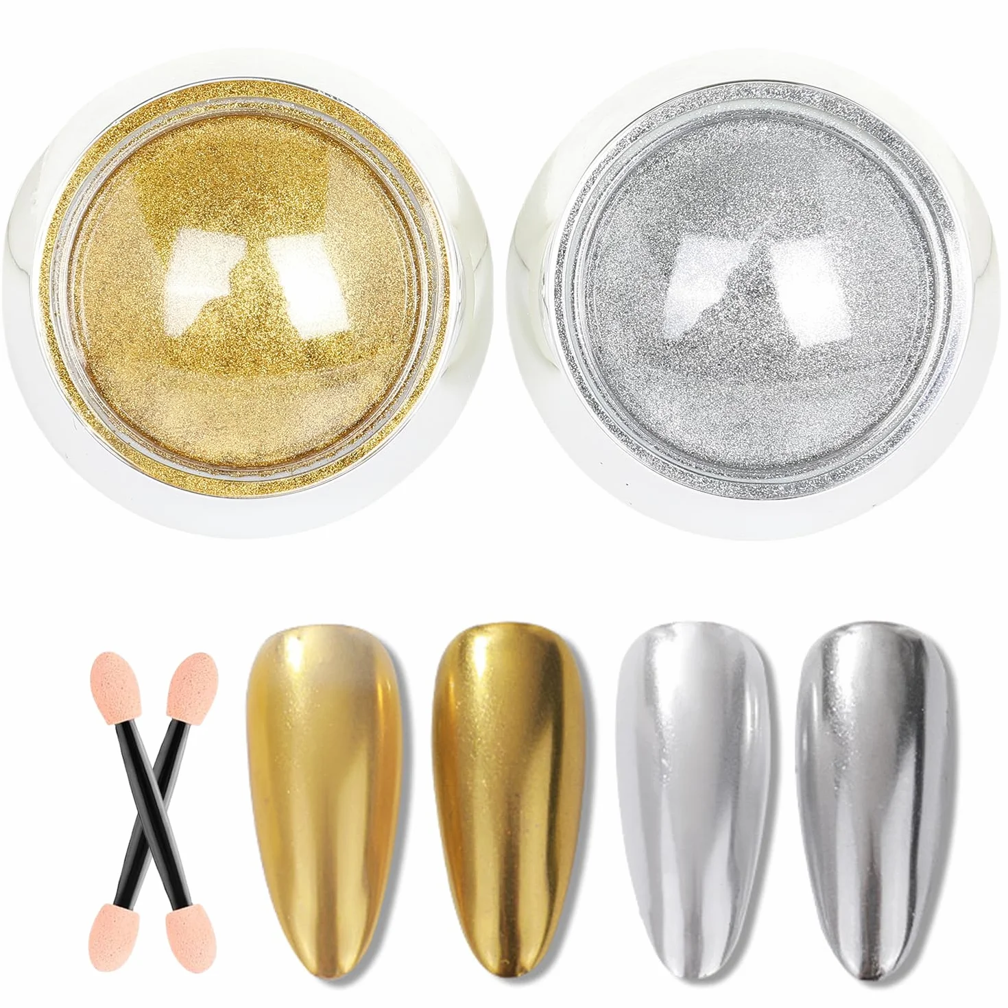 Proszek do paznokci chromowany złoty srebrny metaliczny efekt lustrzany pigment brokatowy